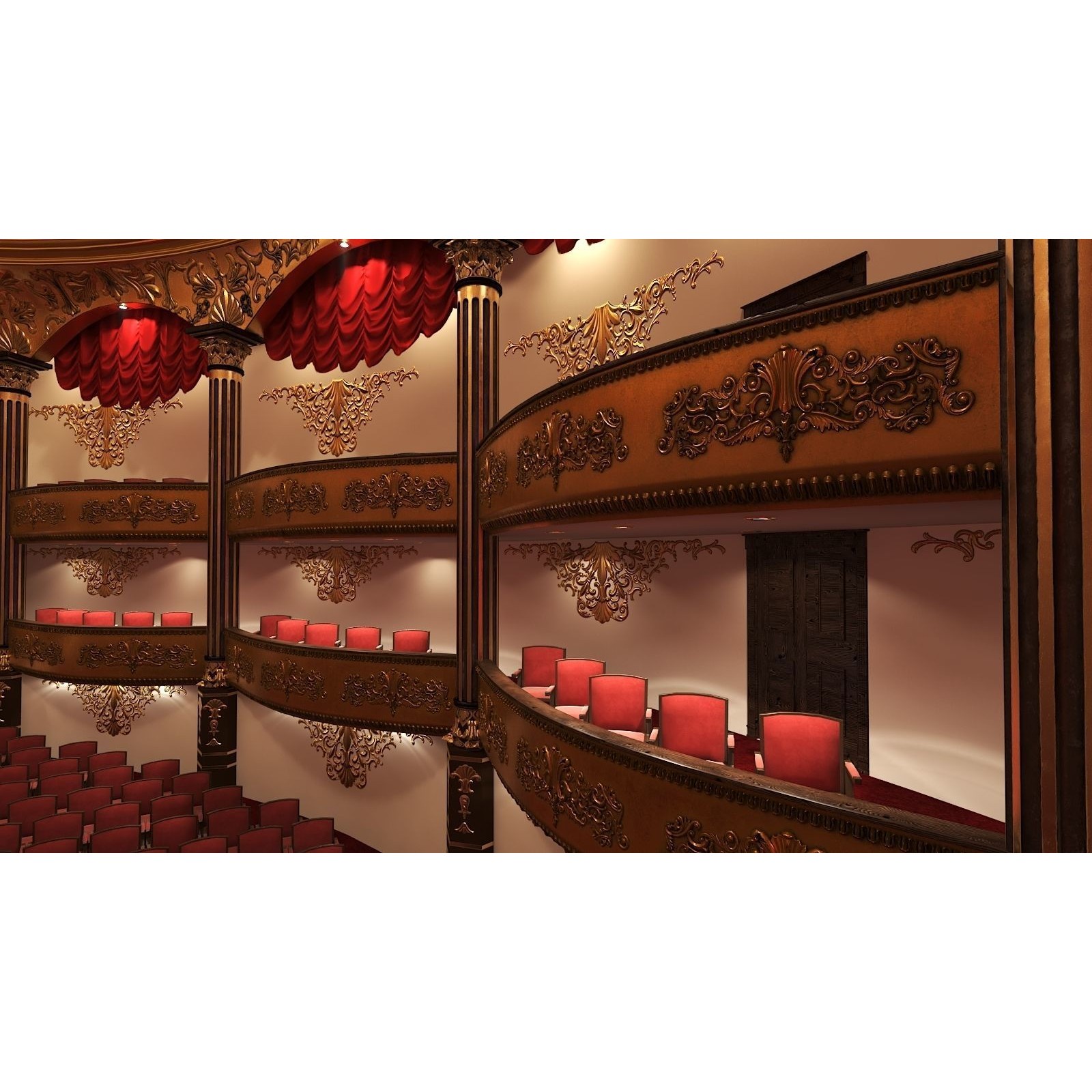 Classic Theatre - Low-Poly Game-Ready 3D Model - View 7