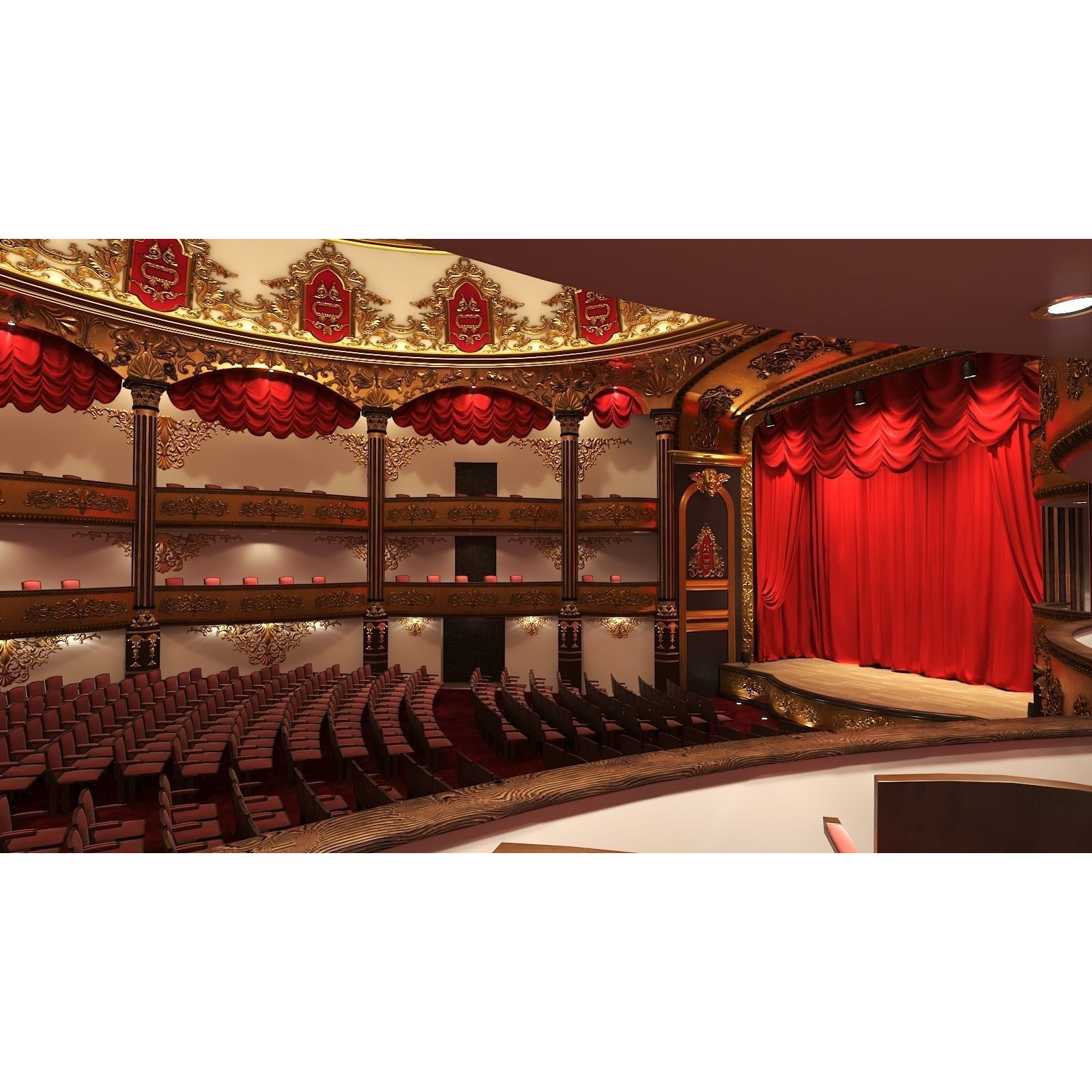 Classic Theatre - Low-Poly Game-Ready 3D Model - View 8