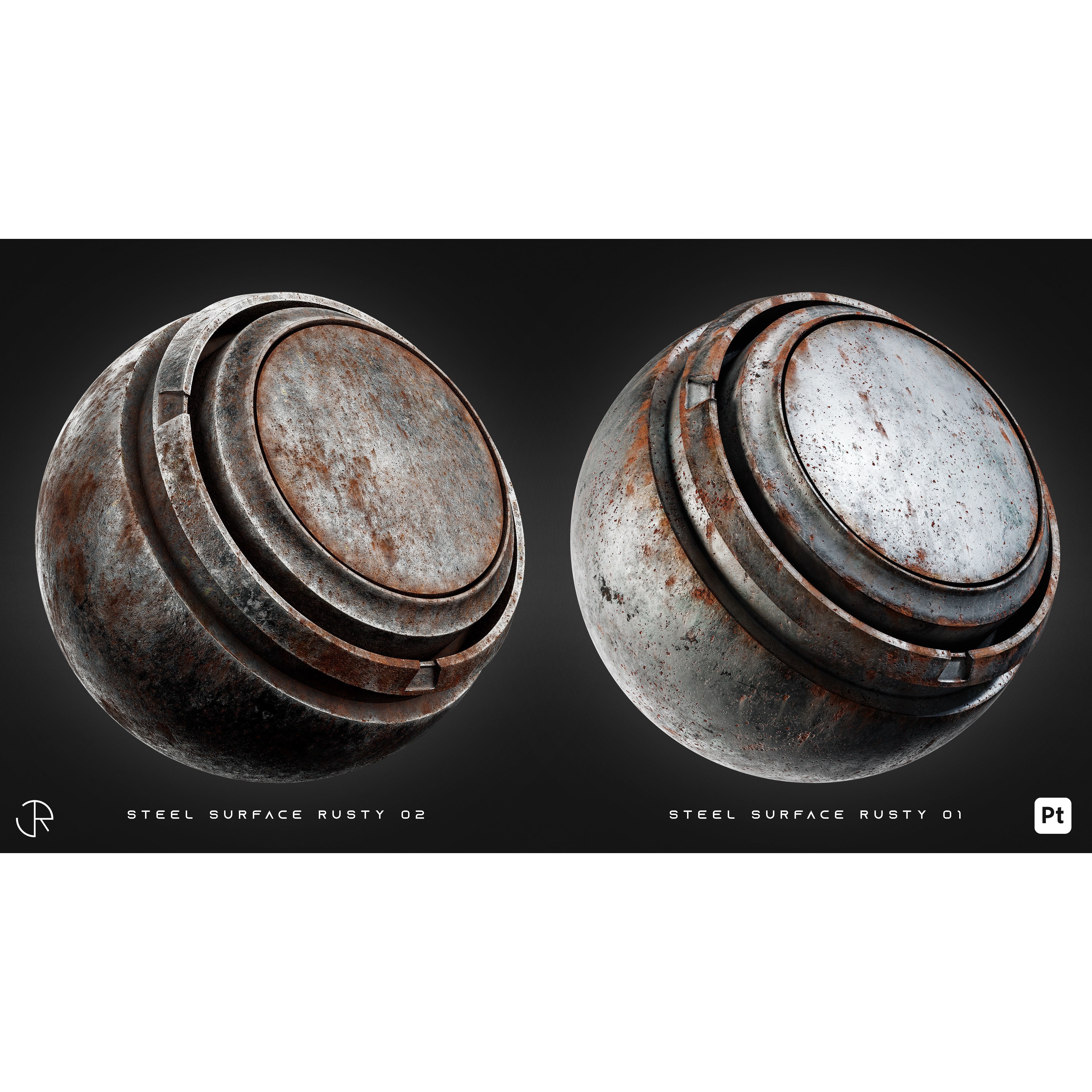 Damaged Metal Smart Materials 3D Model – 28 High-Detail PBR Textures