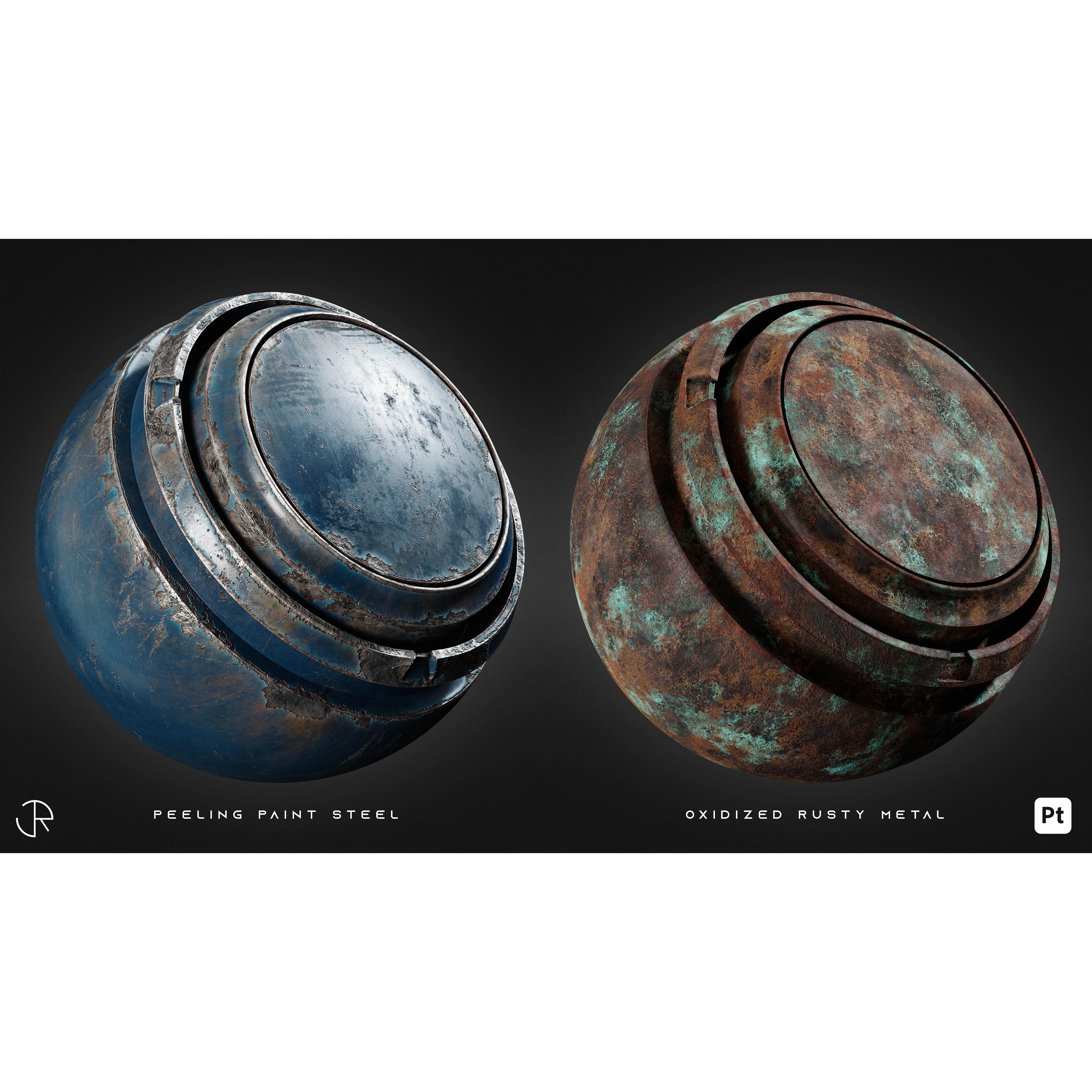 Damaged Metal Smart Materials 3D Model – 28 High-Detail PBR Textures - View 11