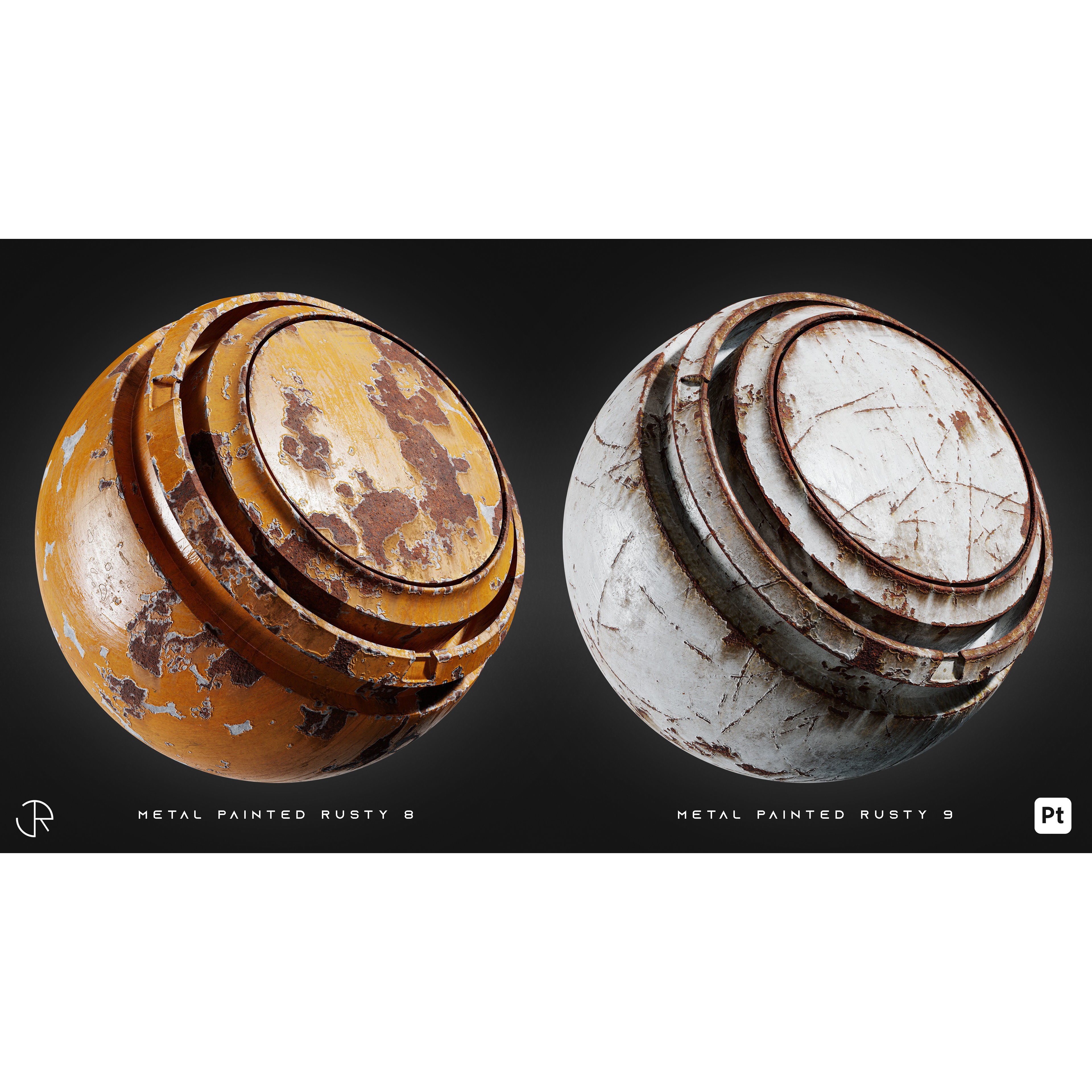 Damaged Metal Smart Materials 3D Model – 28 High-Detail PBR Textures - View 16