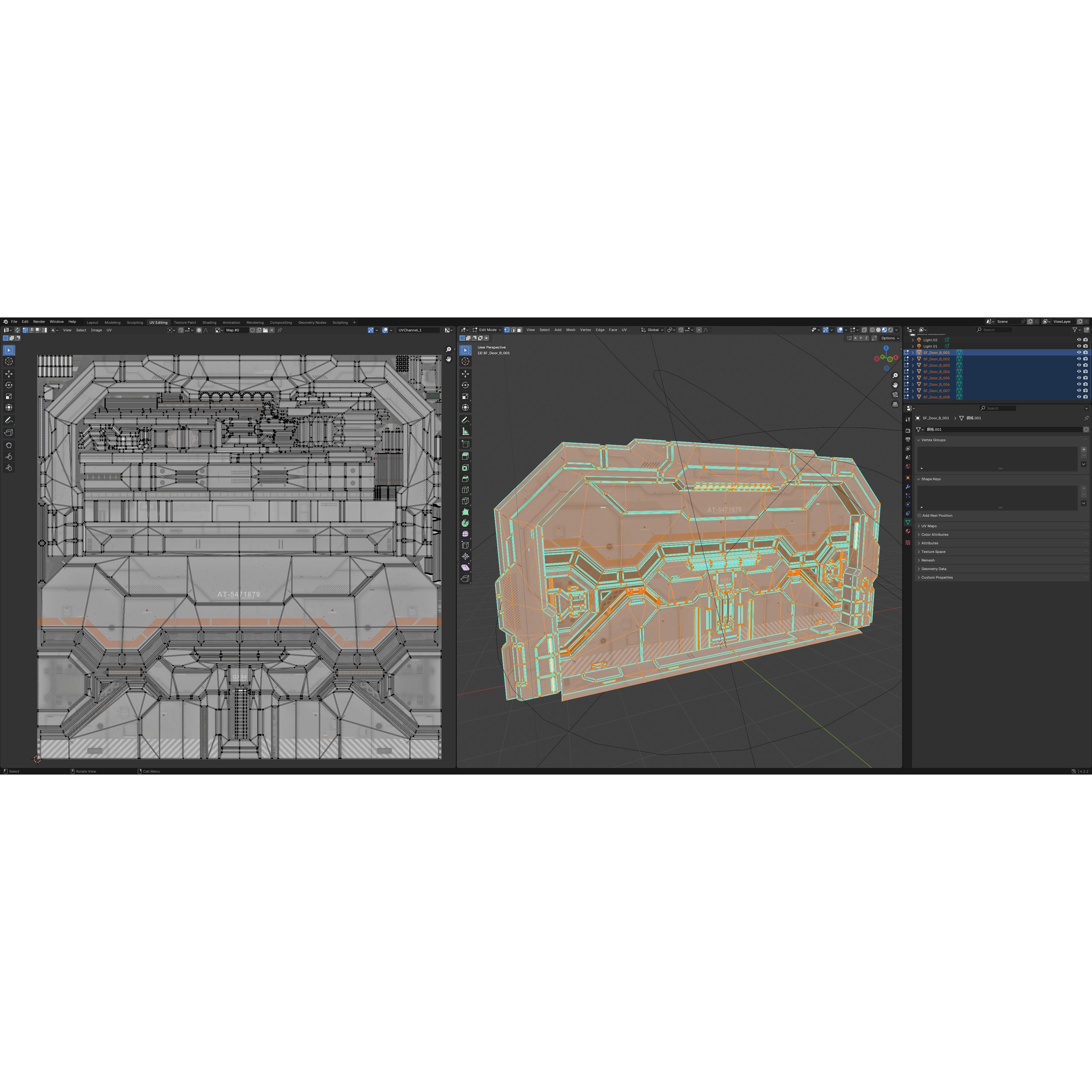 Sci-Fi Door 3D Model – Low Poly PBR Asset, FBX, OBJ, Blender
