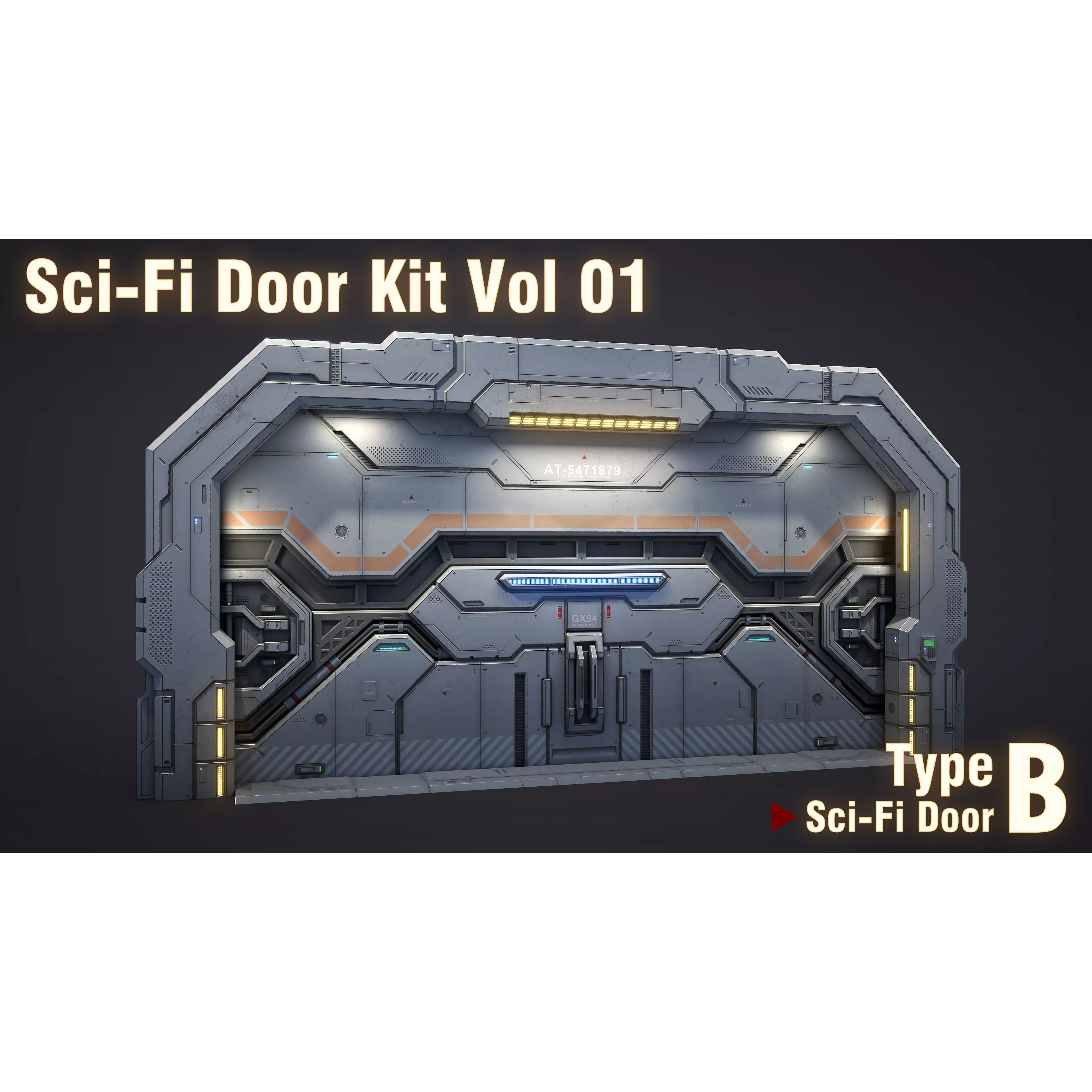 Sci-Fi Door 3D Model – Low Poly PBR Asset, FBX, OBJ, Blender - View 2