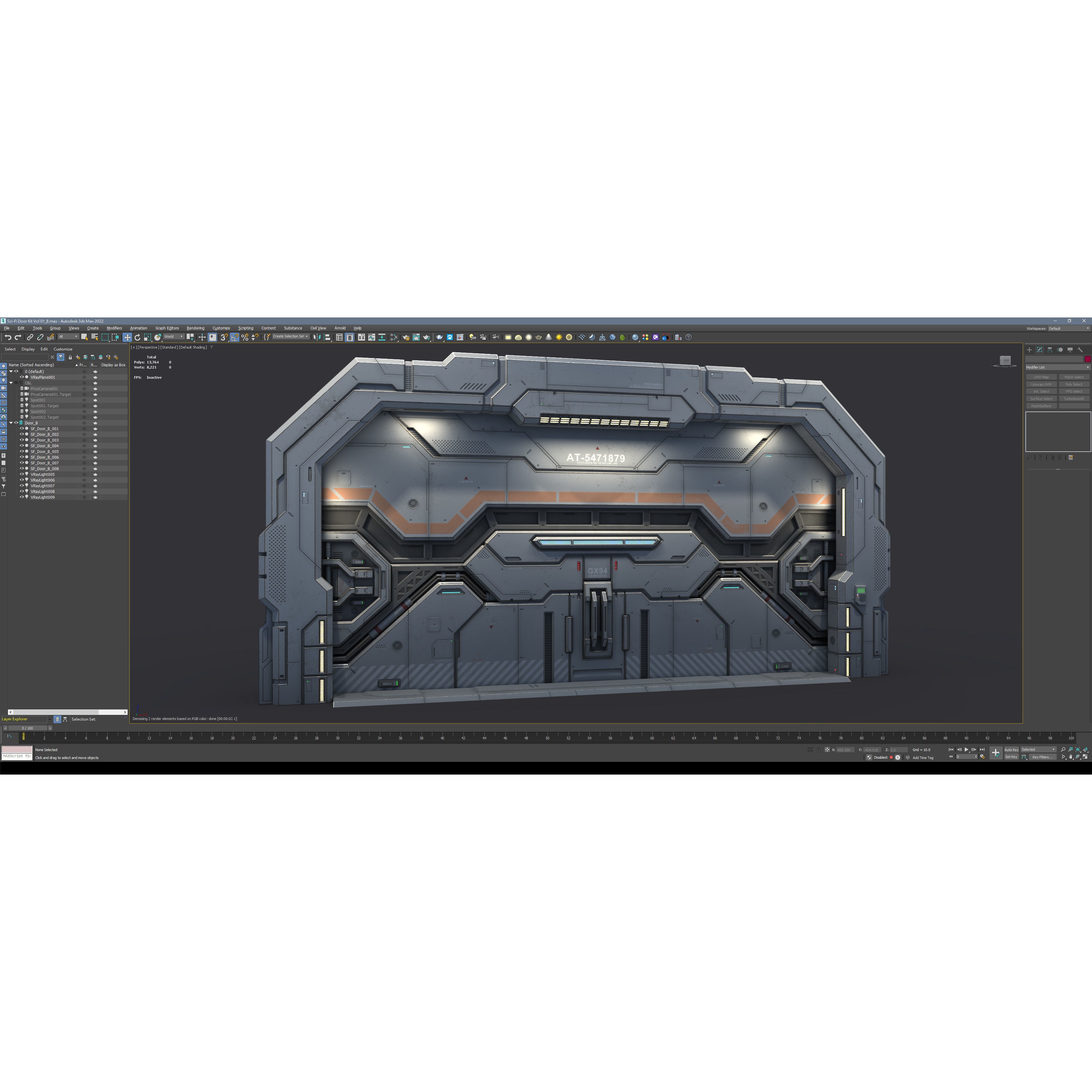 Sci-Fi Door 3D Model – Low Poly PBR Asset, FBX, OBJ, Blender - View 5