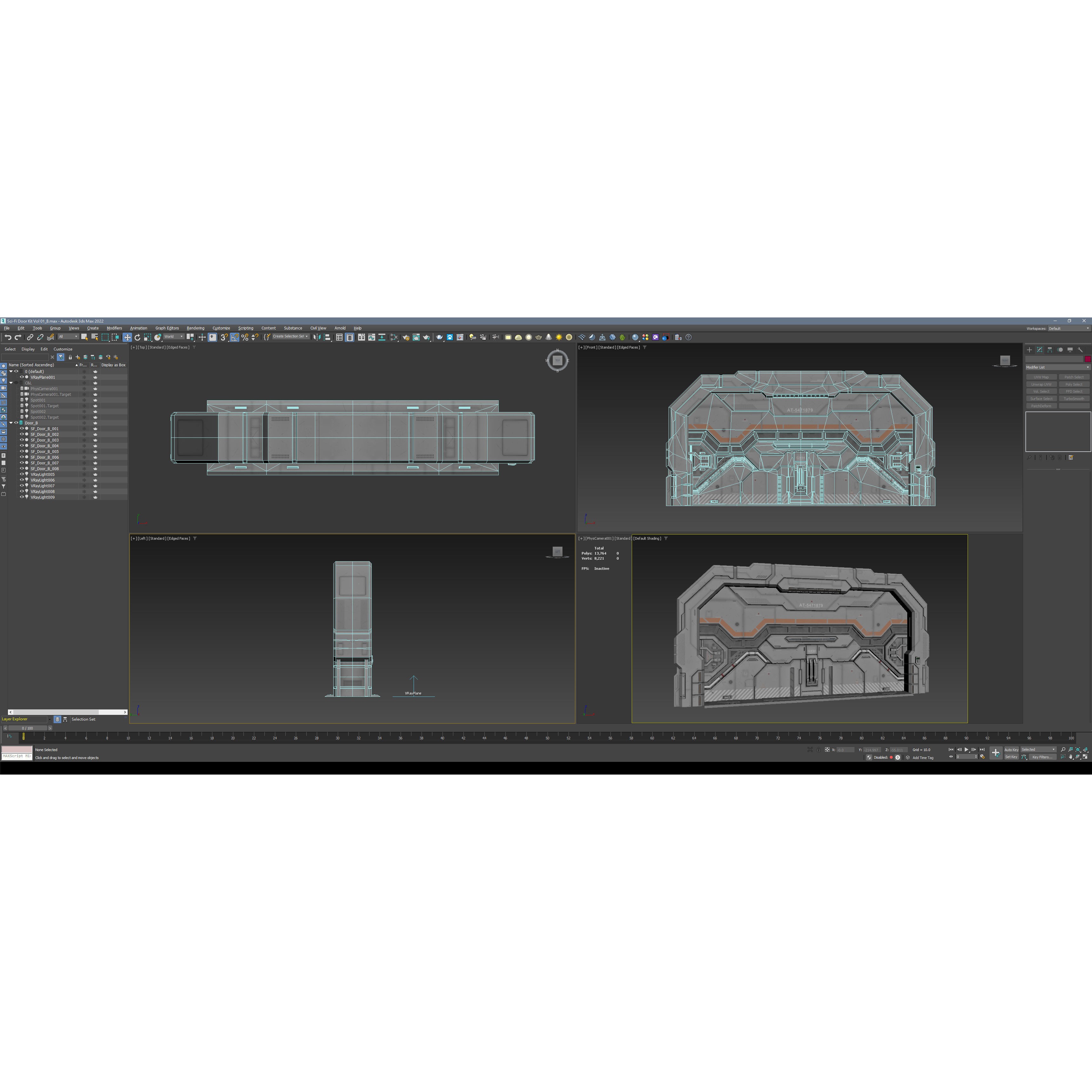 Sci-Fi Door 3D Model – Low Poly PBR Asset, FBX, OBJ, Blender - View 6