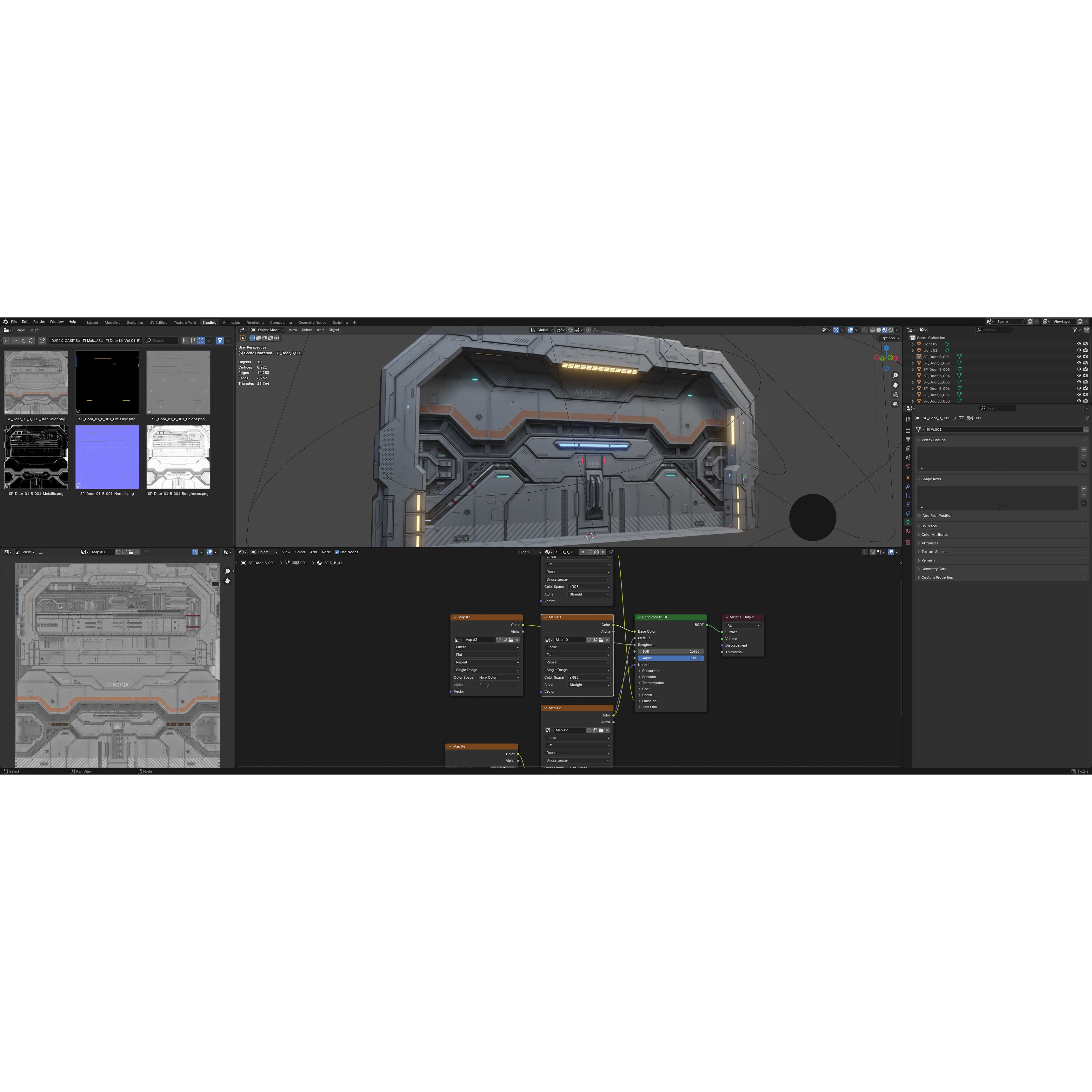 Sci-Fi Door 3D Model – Low Poly PBR Asset, FBX, OBJ, Blender - View 8