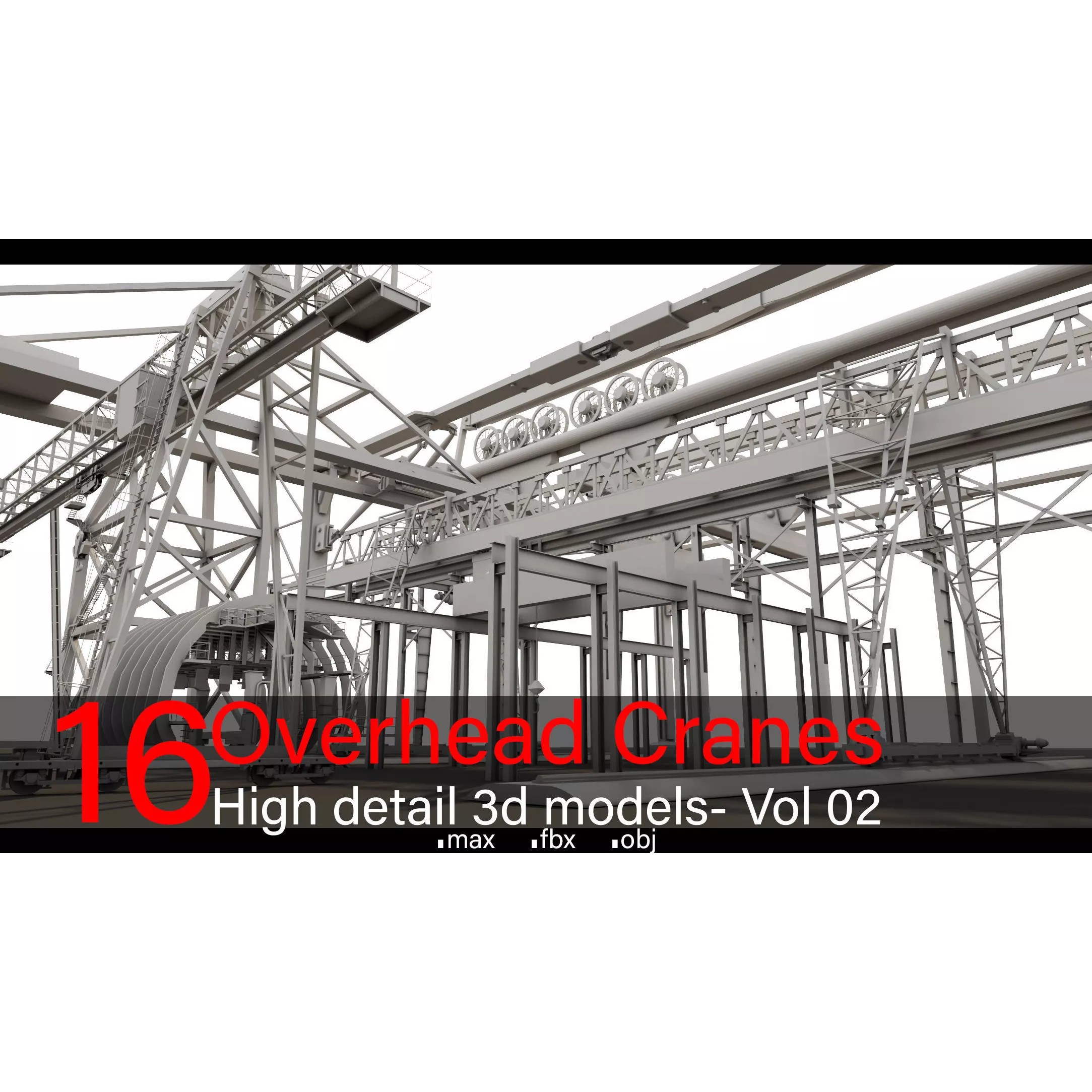 Overhead Cranes 3D Model – High Detail Low-Poly Asset, FBX & OBJ - View 2