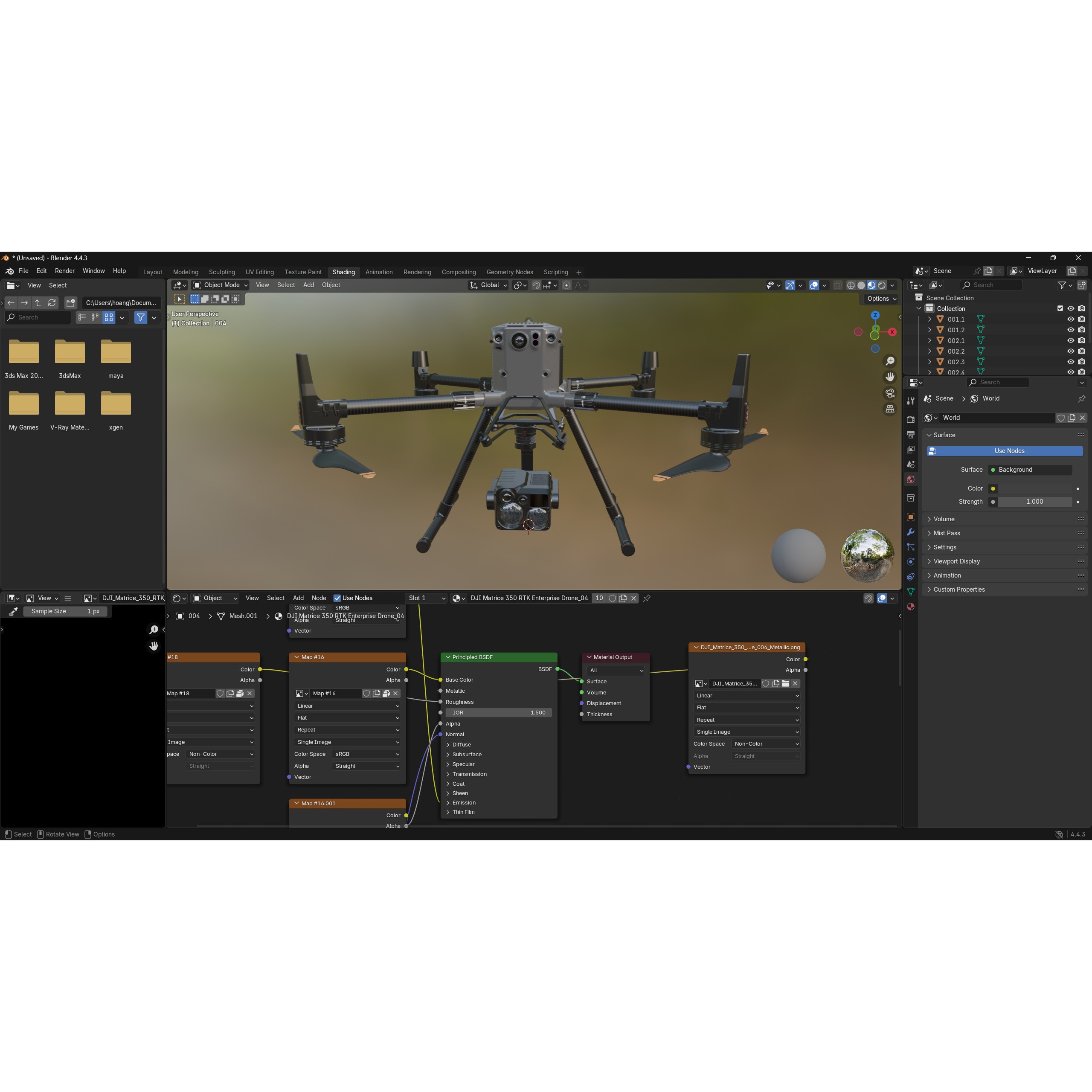 DJI Matrice 350 RTK 3D Model – High-Poly PBR Drone, FBX/OBJ - View 14