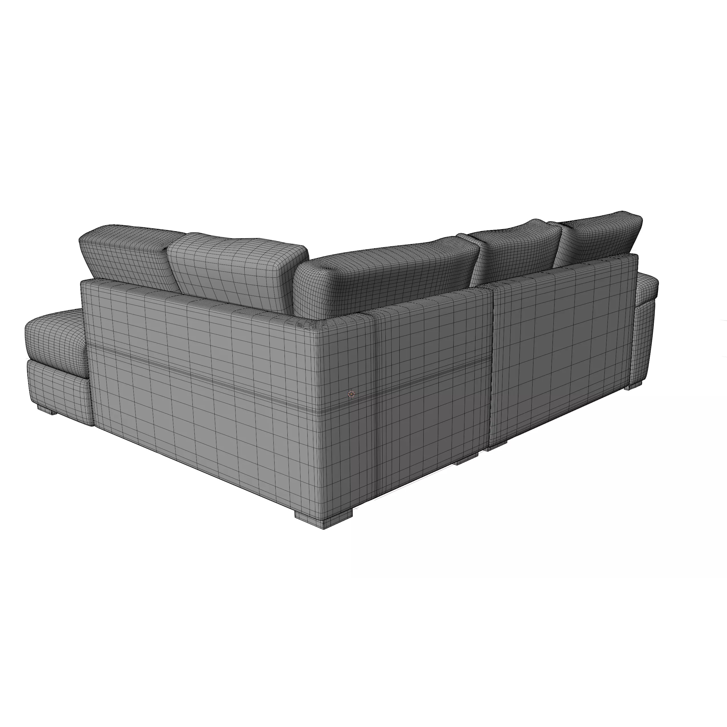 Modern Corner Sofa Fabric Couch - Game-Ready 3D Model - View 7