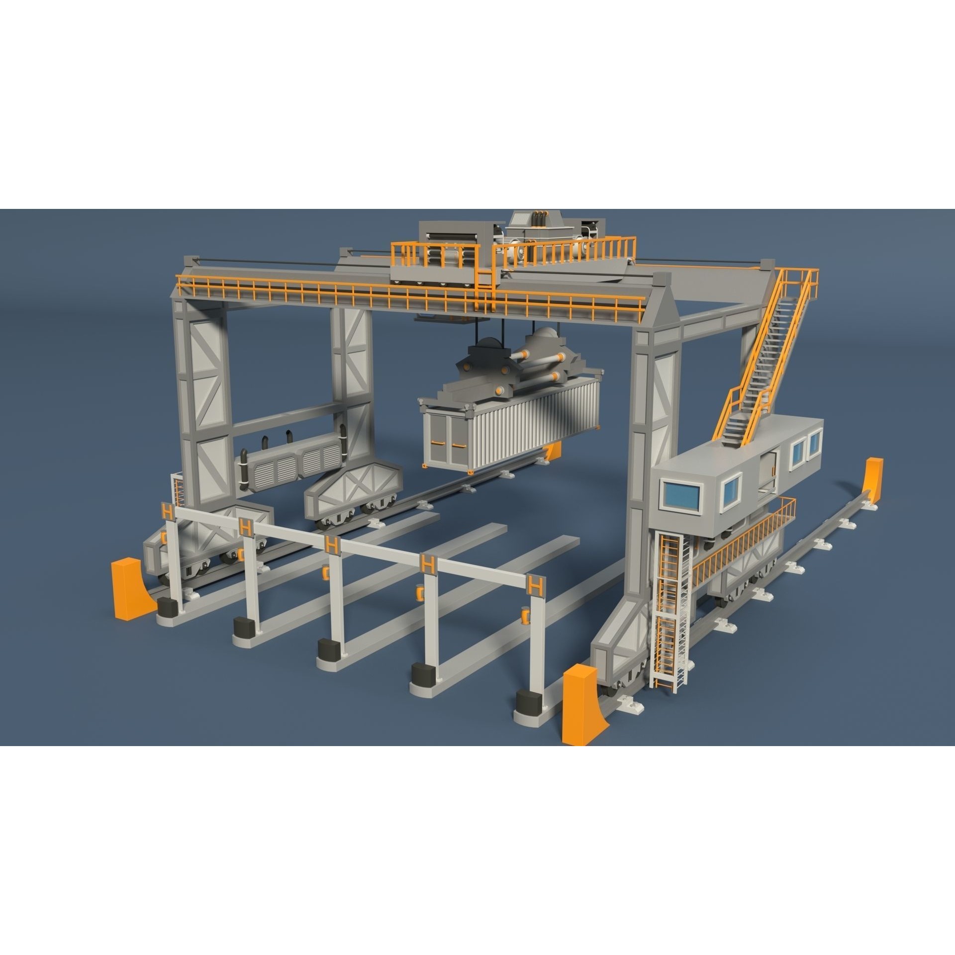Cranes 3D Model – Low Poly Industrial Machines, FBX, OBJ - View 10