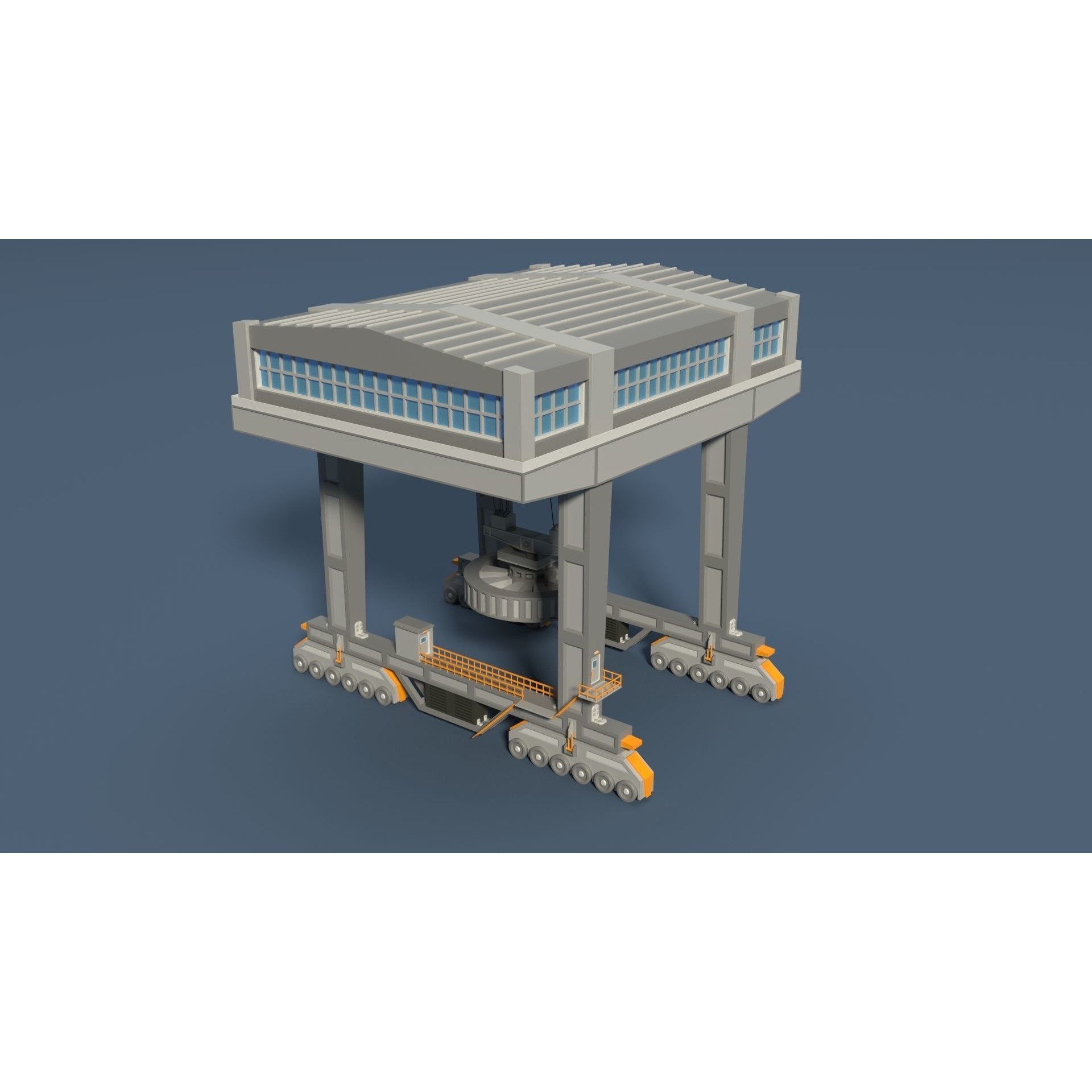 Cranes 3D Model – Low Poly Industrial Machines, FBX, OBJ - View 13