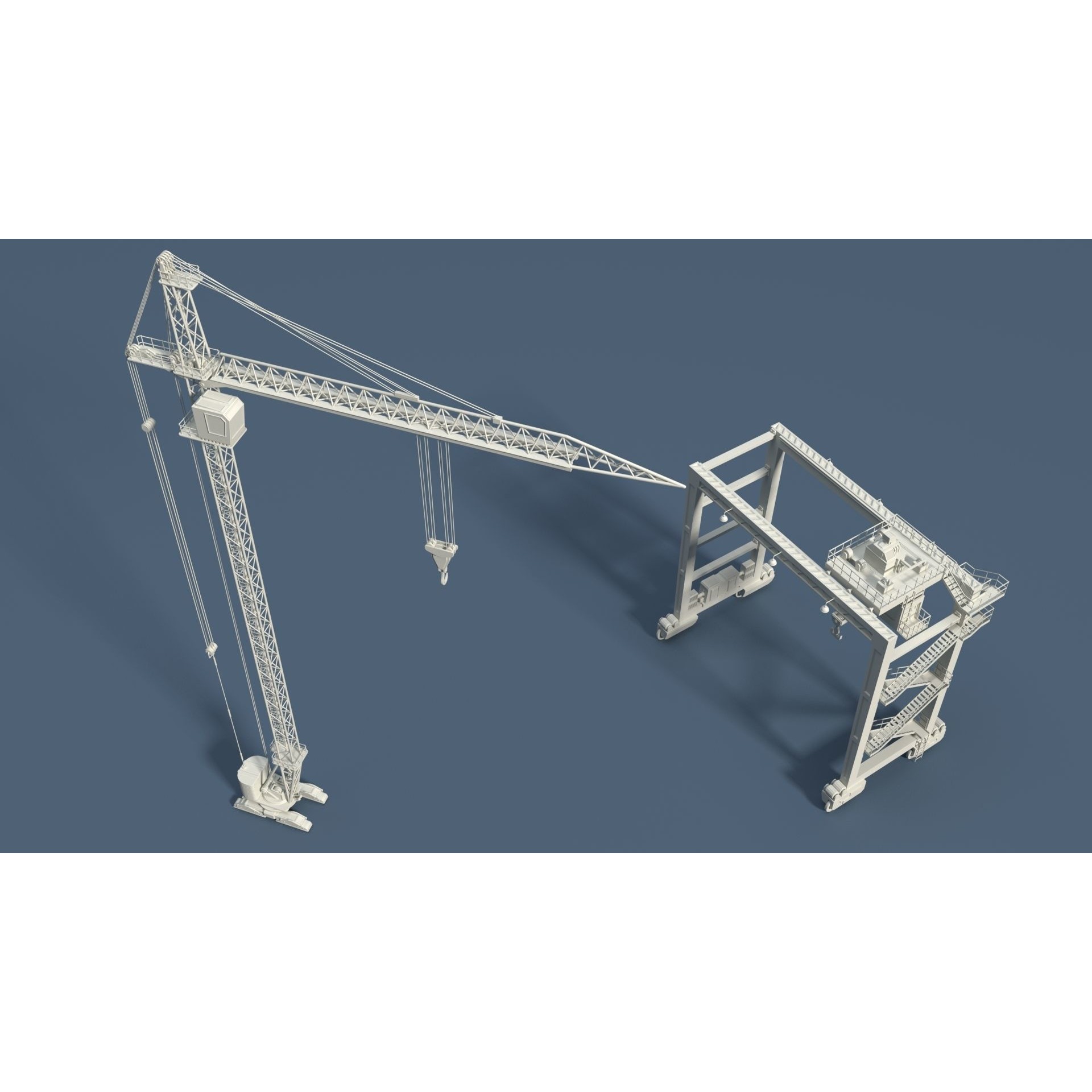 Cranes 3D Model – Low Poly Industrial Machines, FBX, OBJ - View 17