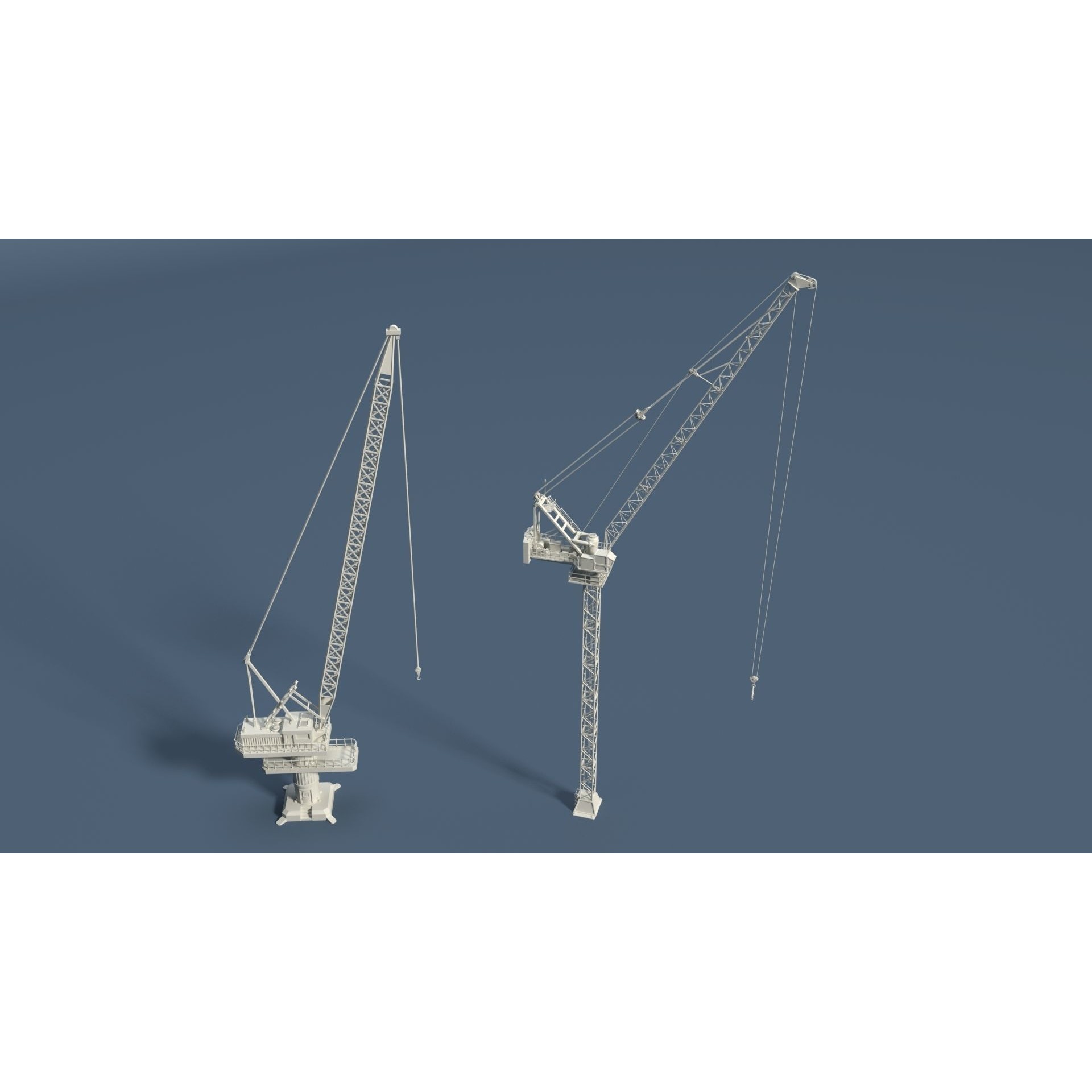 Cranes 3D Model – Low Poly Industrial Machines, FBX, OBJ - View 22