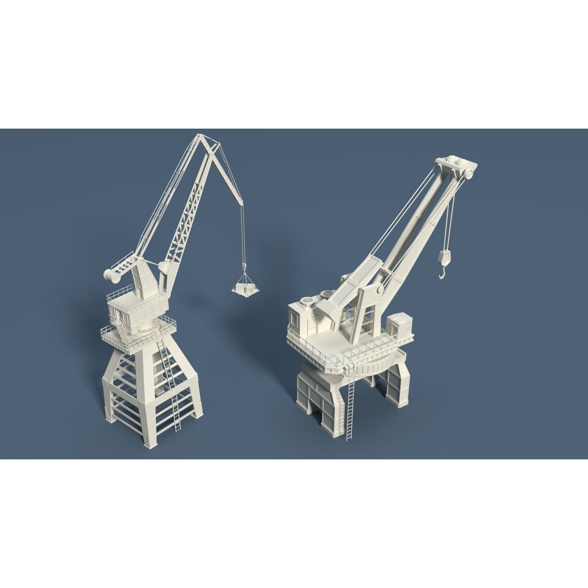 Cranes 3D Model – Low Poly Industrial Machines, FBX, OBJ - View 25