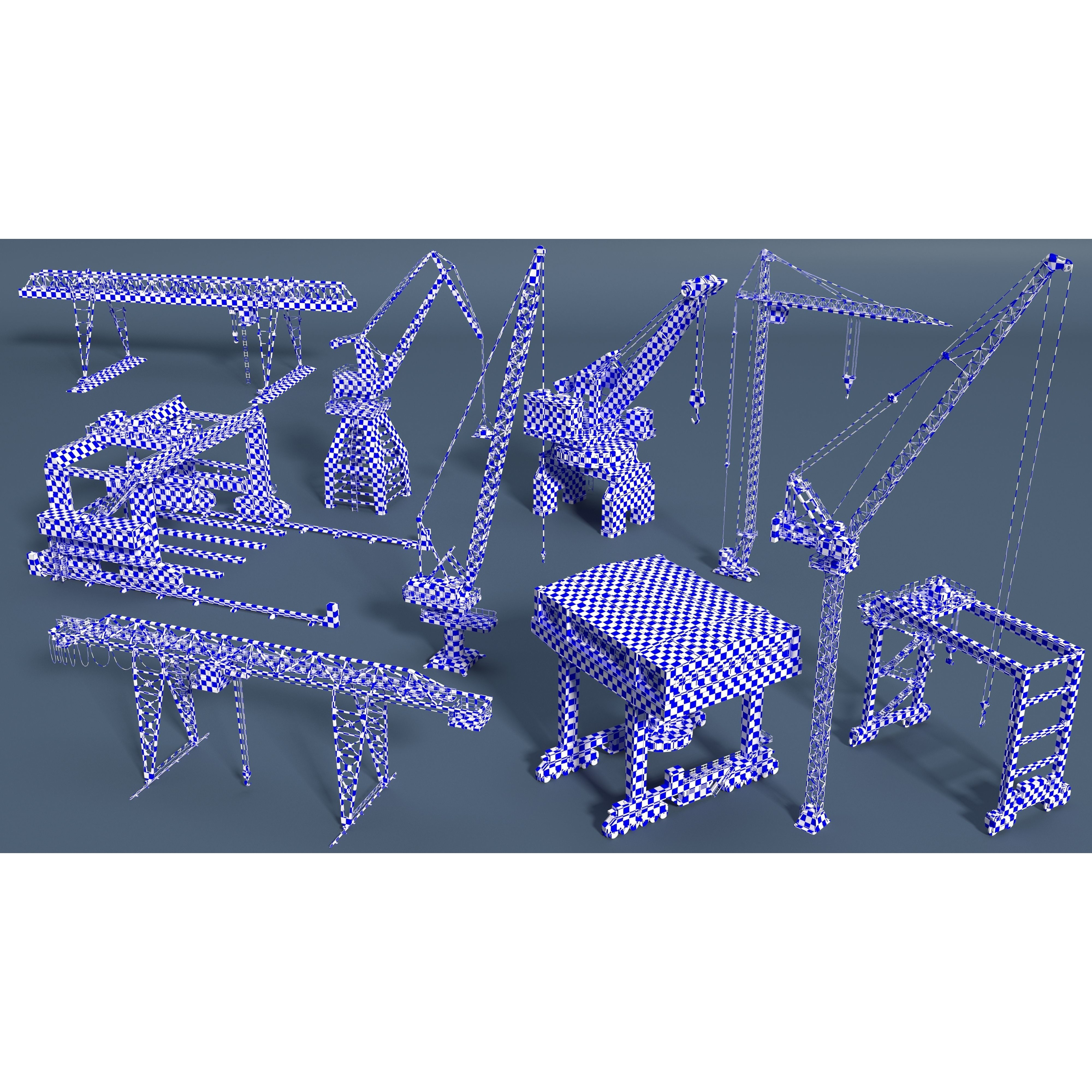 Cranes 3D Model – Low Poly Industrial Machines, FBX, OBJ - View 5
