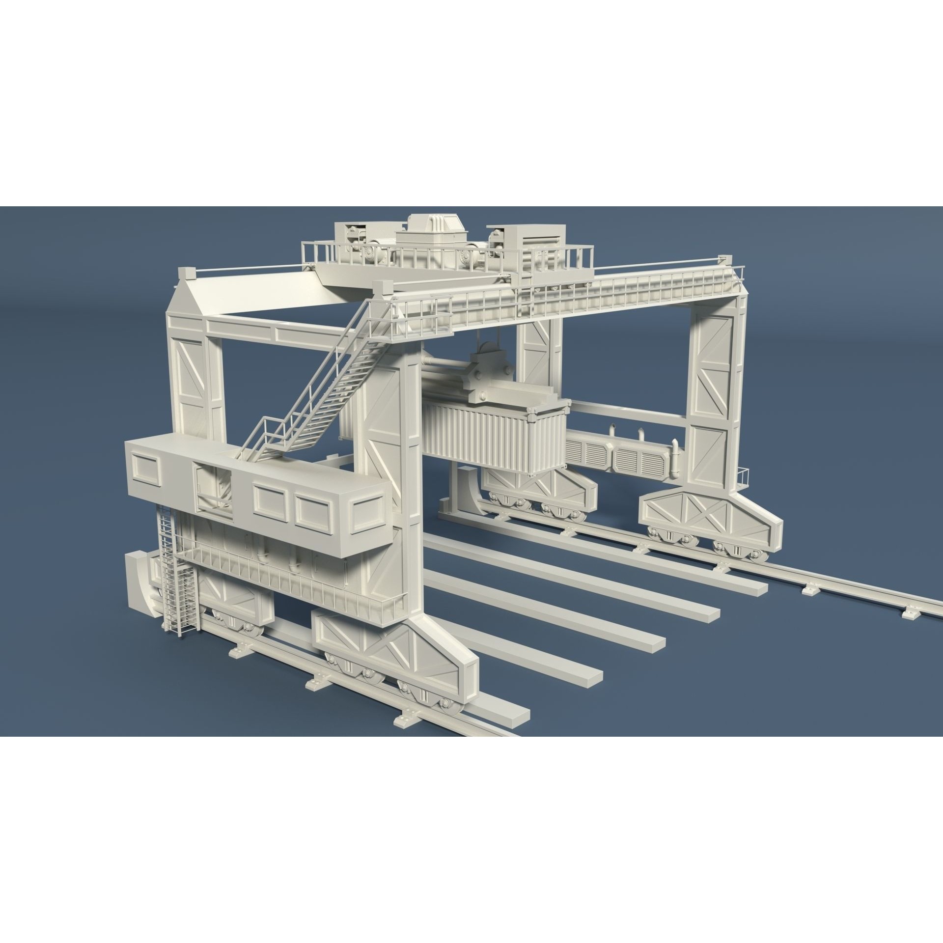 Cranes 3D Model – Low Poly Industrial Machines, FBX, OBJ - View 7