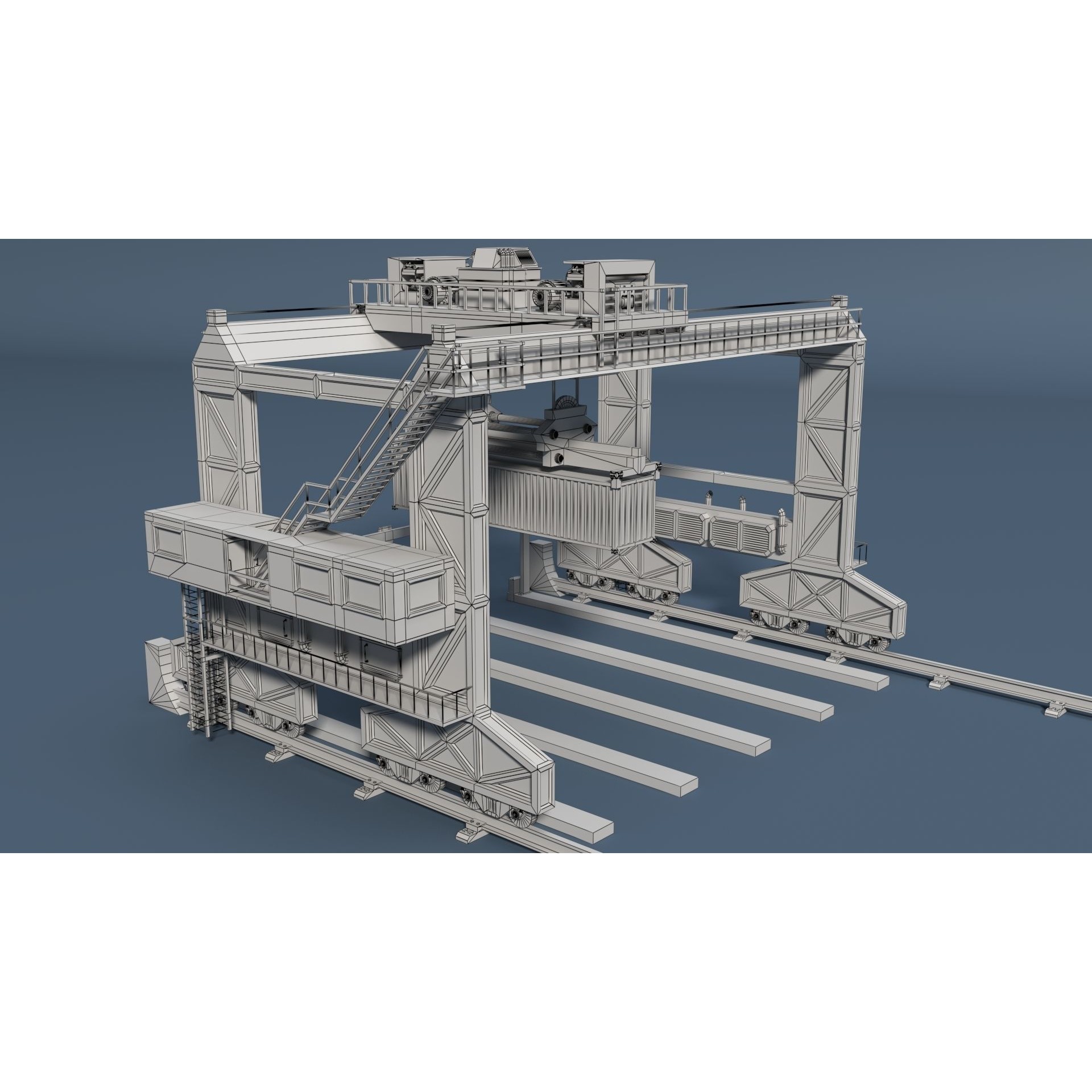 Cranes 3D Model – Low Poly Industrial Machines, FBX, OBJ - View 8