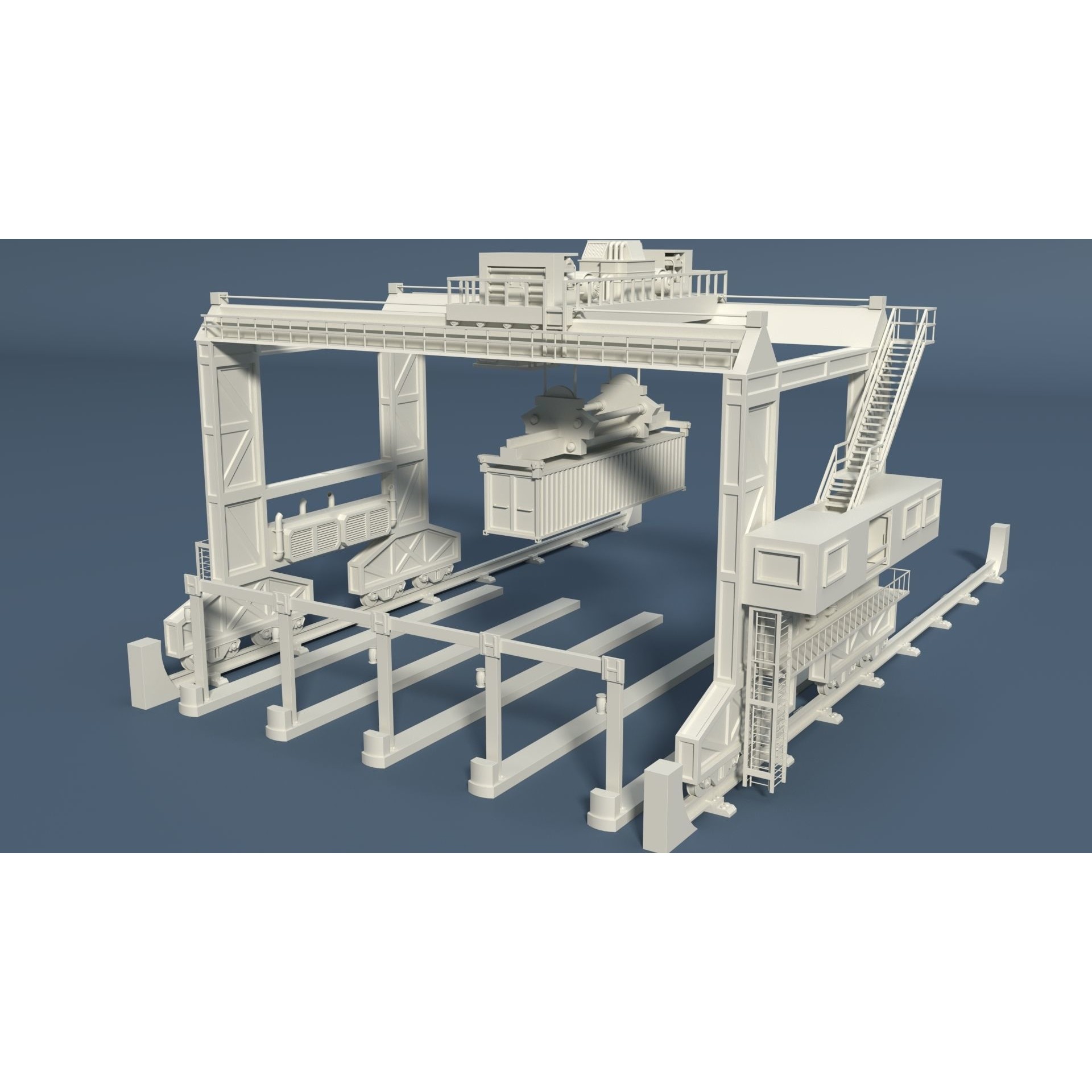 Cranes 3D Model – Low Poly Industrial Machines, FBX, OBJ - View 9