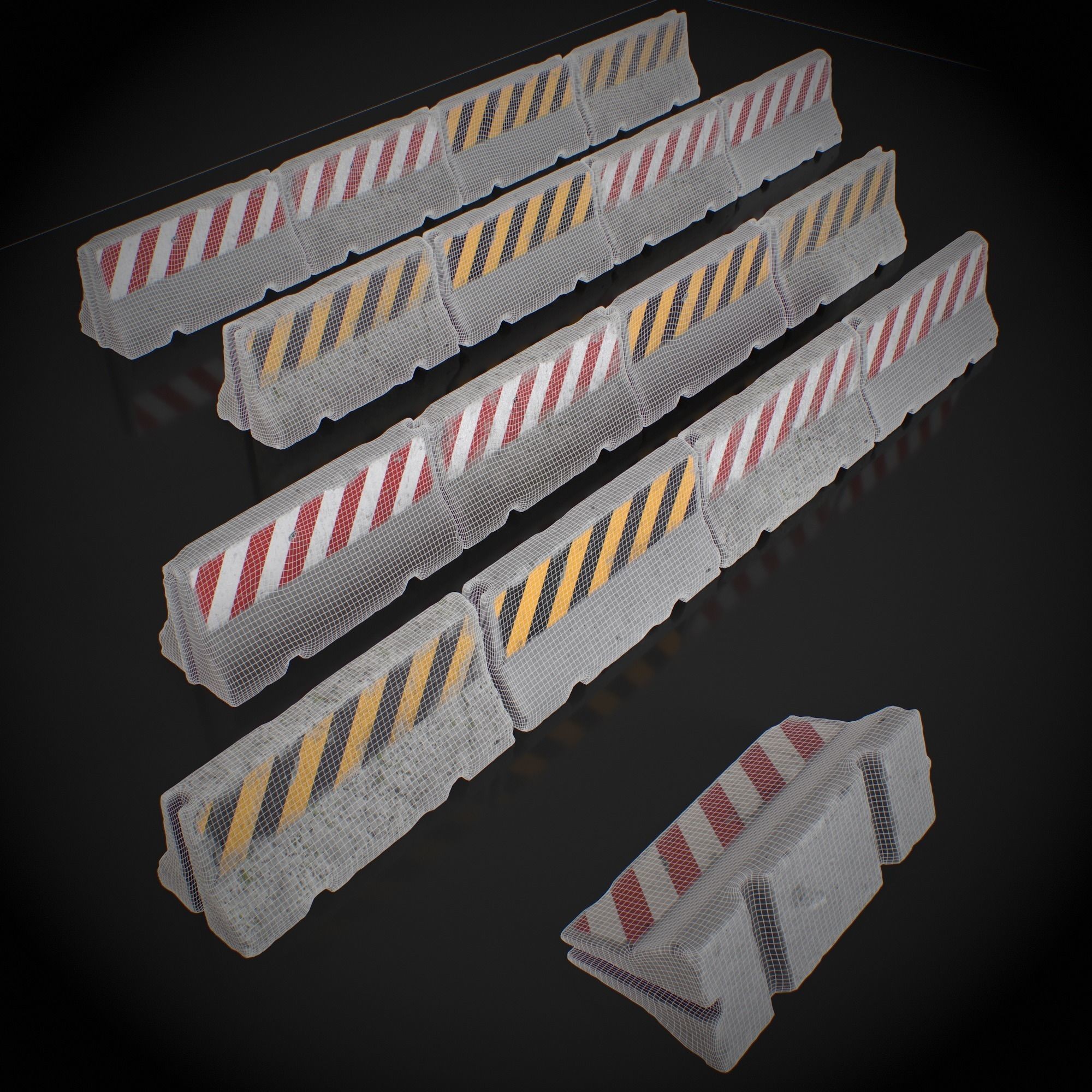 Concrete Barrier 3D Model – Low Poly Game Ready Asset, FBX, OBJ - View 10