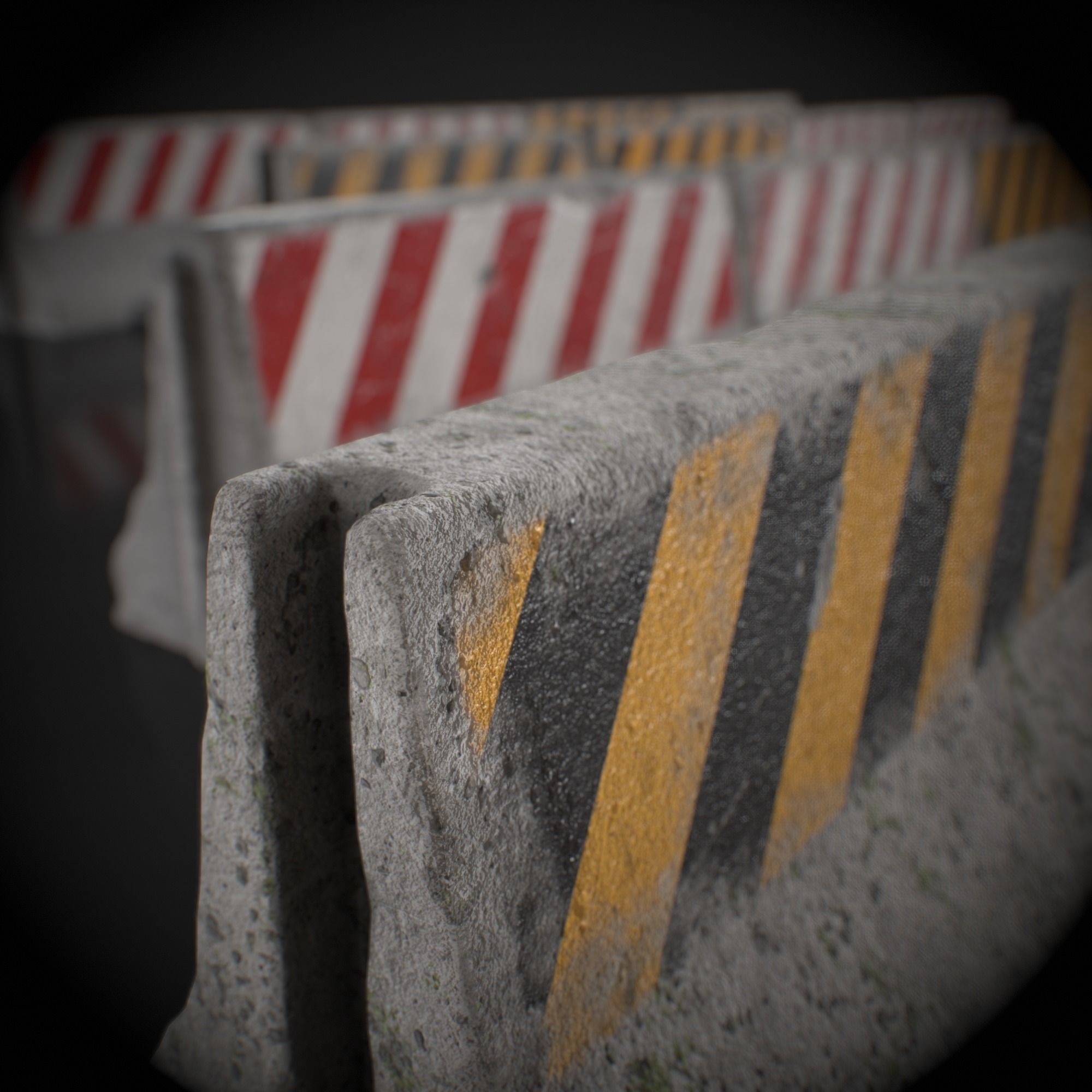 Concrete Barrier 3D Model – Low Poly Game Ready Asset, FBX, OBJ - View 11
