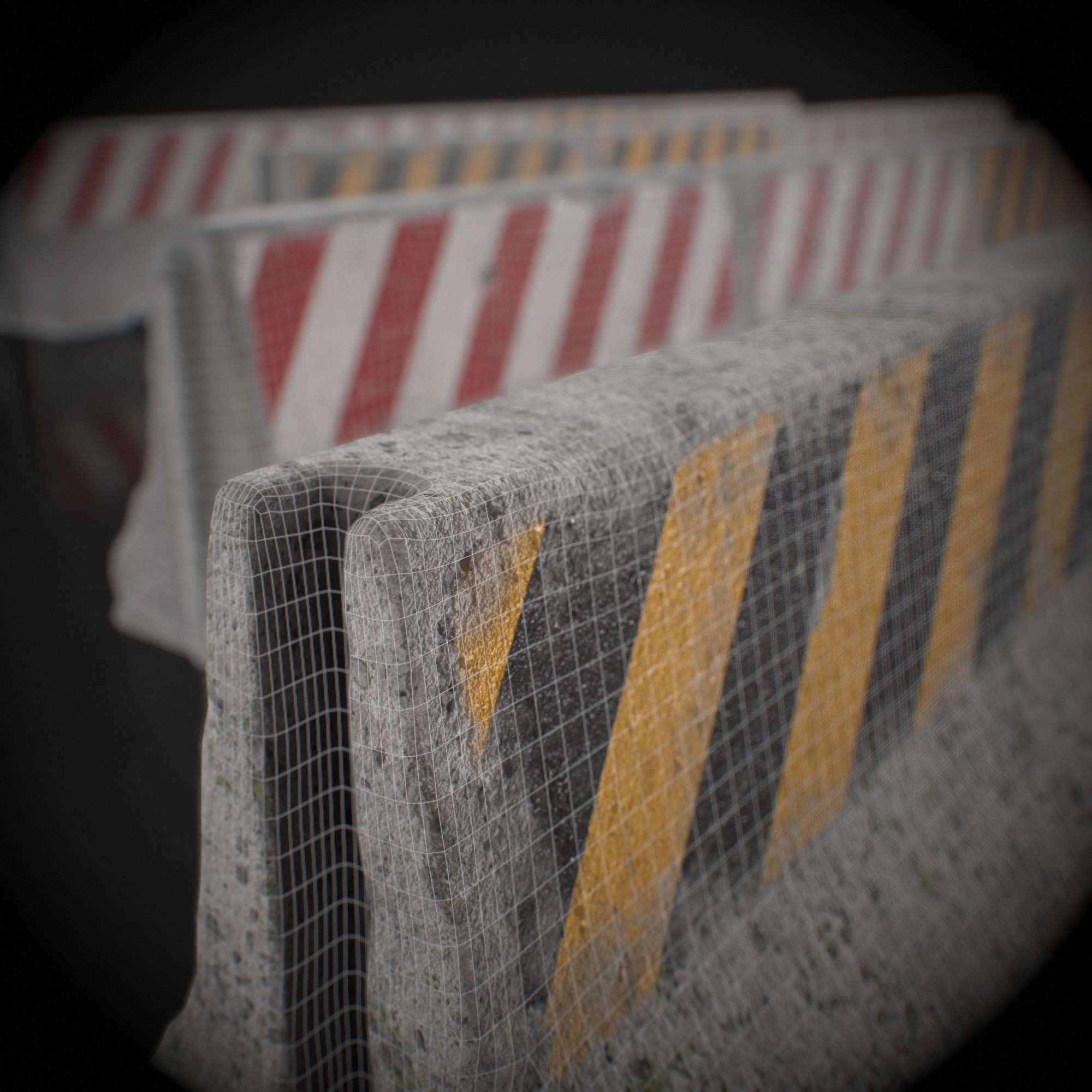Concrete Barrier 3D Model – Low Poly Game Ready Asset, FBX, OBJ - View 12