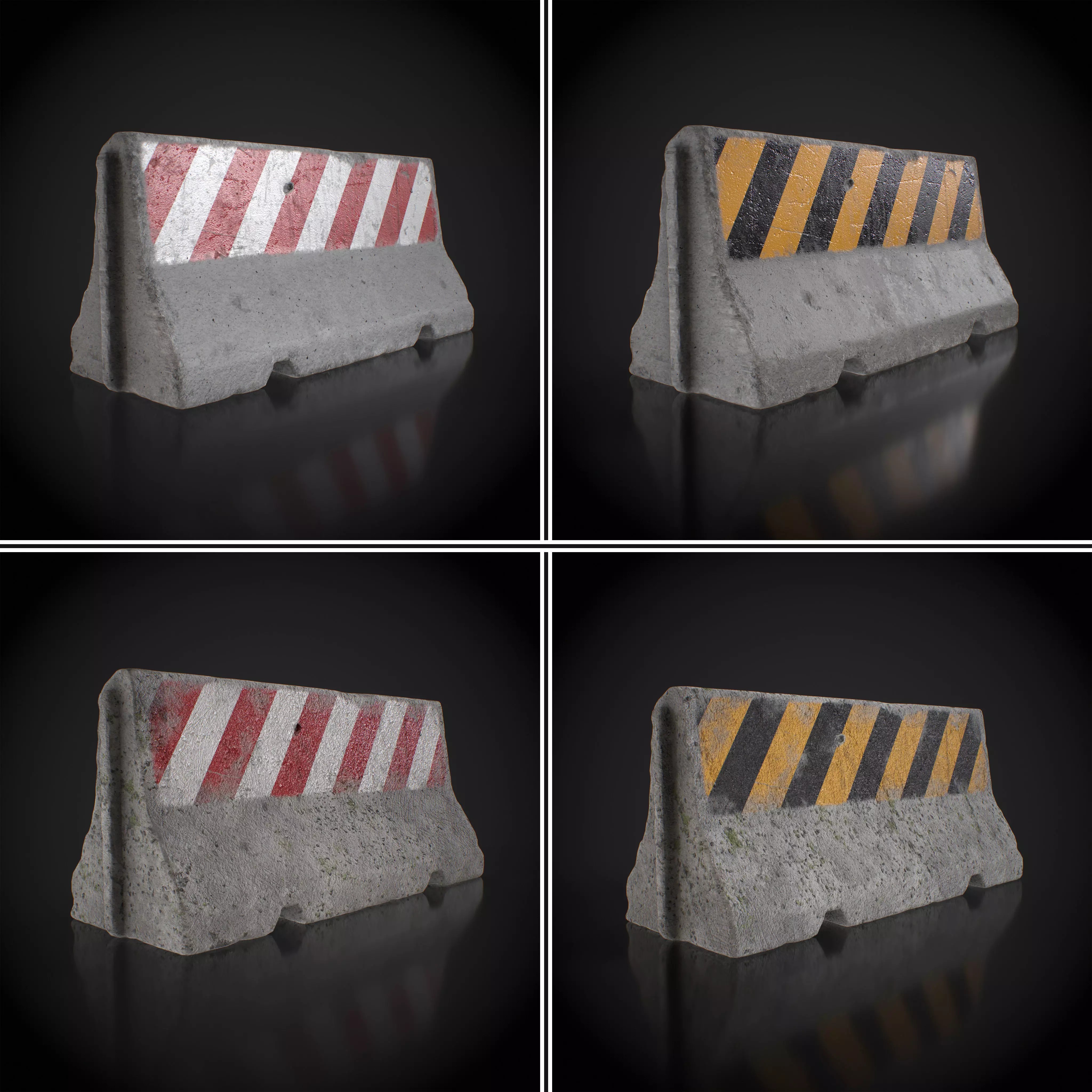 Concrete Barrier 3D Model – Low Poly Game Ready Asset, FBX, OBJ - View 2