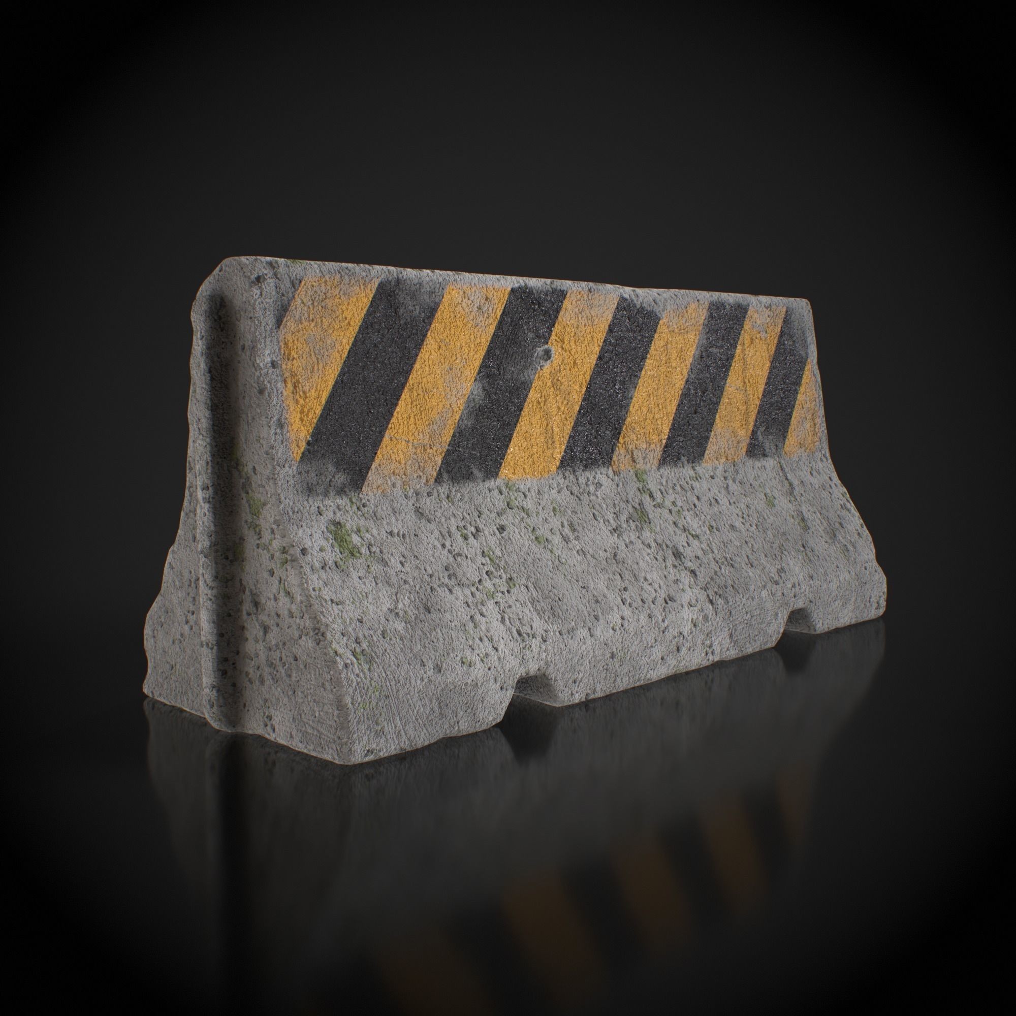 Concrete Barrier 3D Model – Low Poly Game Ready Asset, FBX, OBJ - View 6