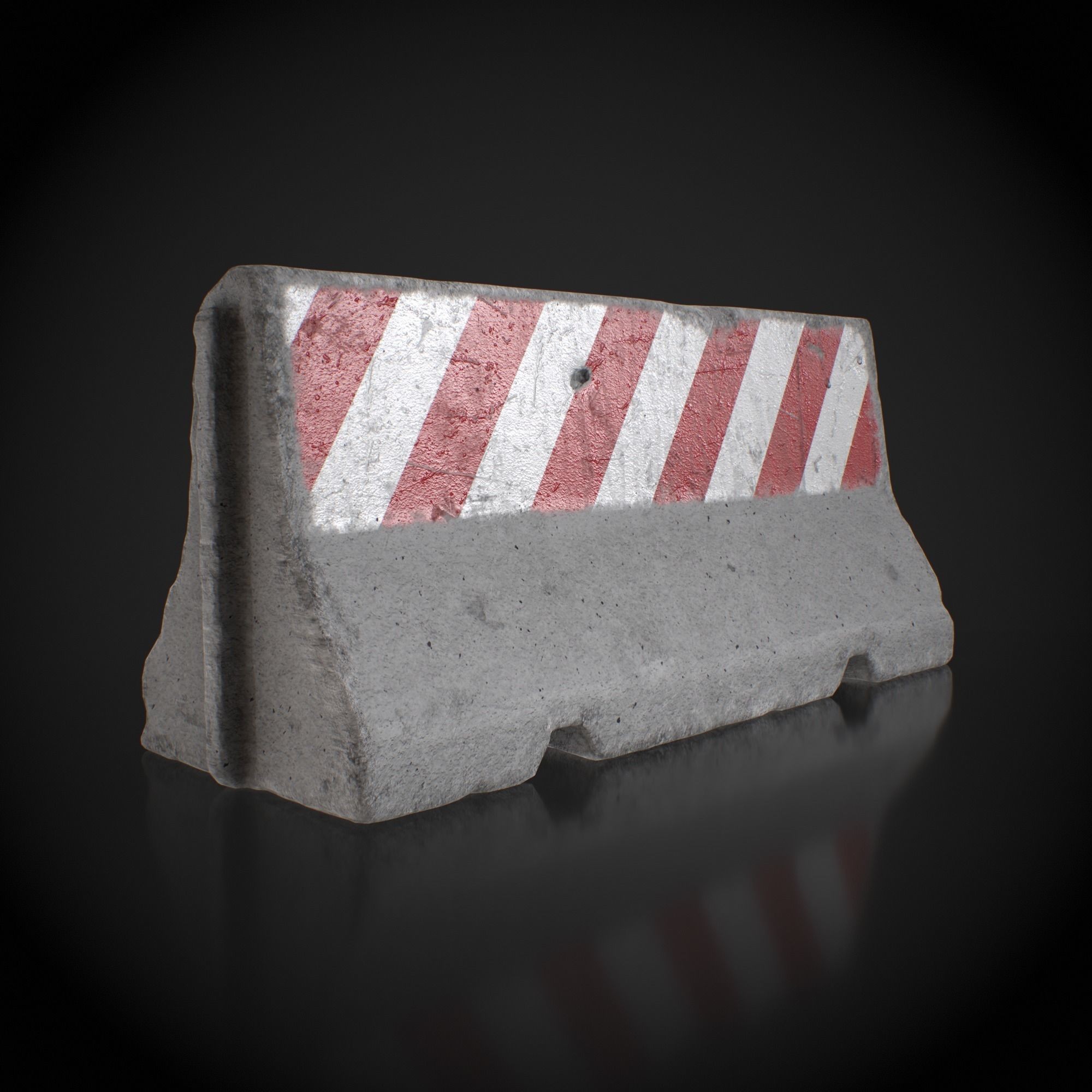 Concrete Barrier 3D Model – Low Poly Game Ready Asset, FBX, OBJ - View 7