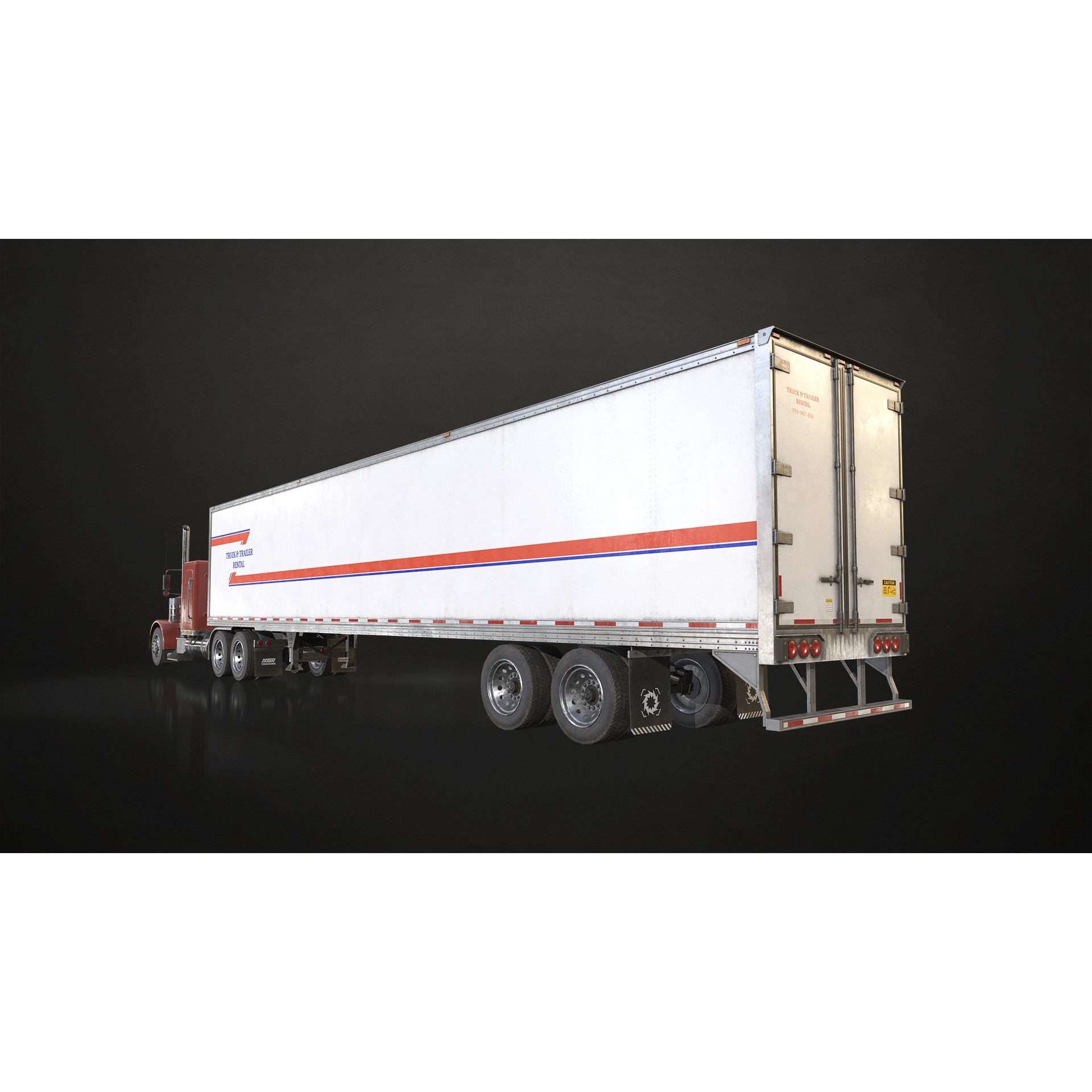 Flat Top Semi Truck 3D Model – Low Poly Game Asset, FBX, PBR Textures - View 5