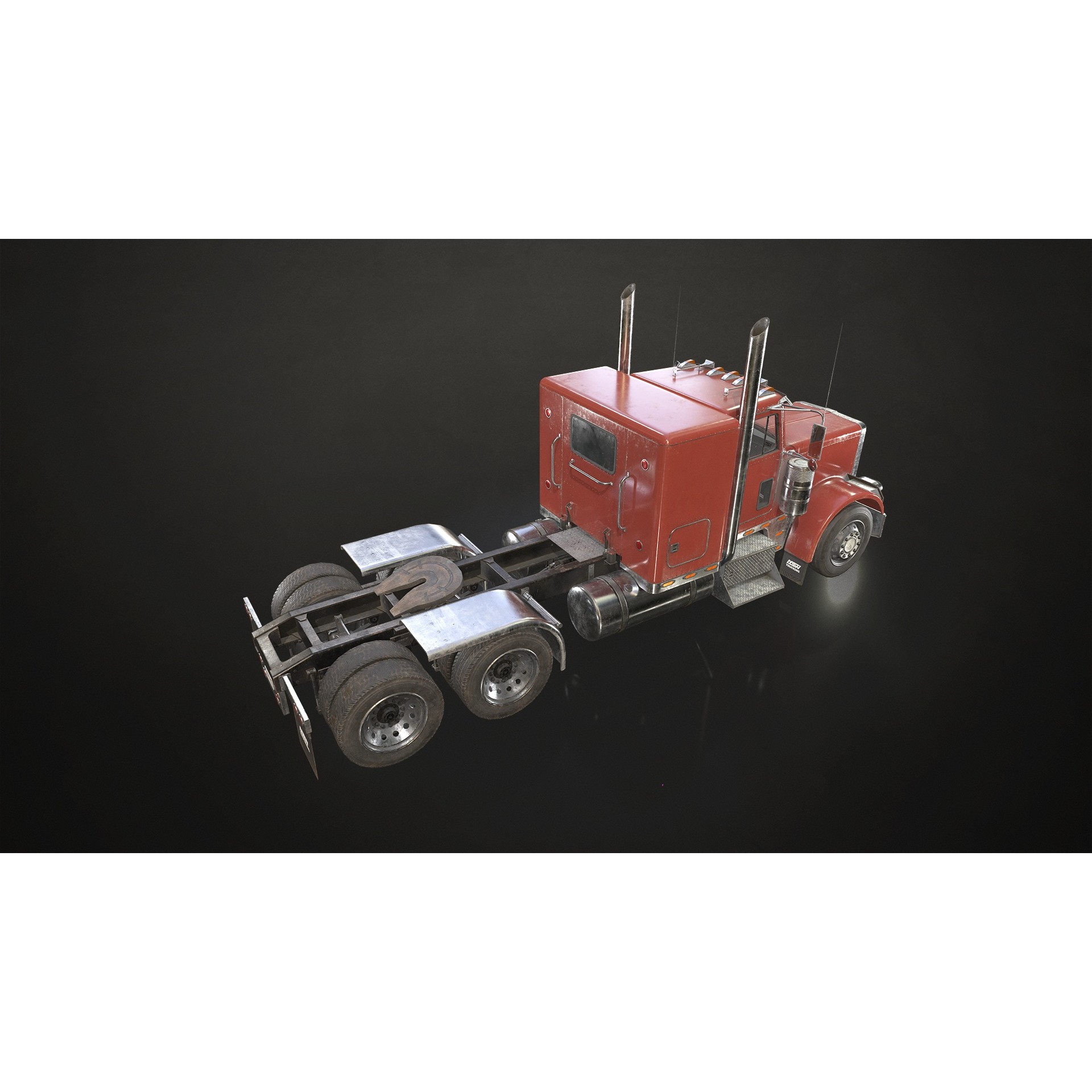 Flat Top Semi Truck 3D Model – Low Poly Game Asset, FBX, PBR Textures - View 7
