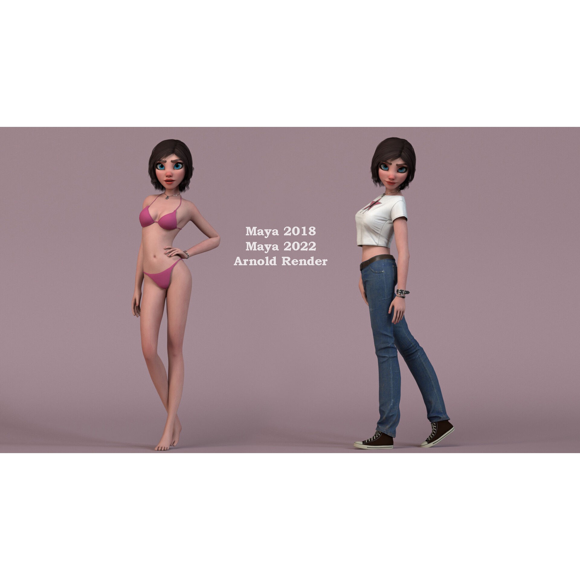 Hana Cartoon Girl - Low-Poly Game-Ready 3D Model - View 12