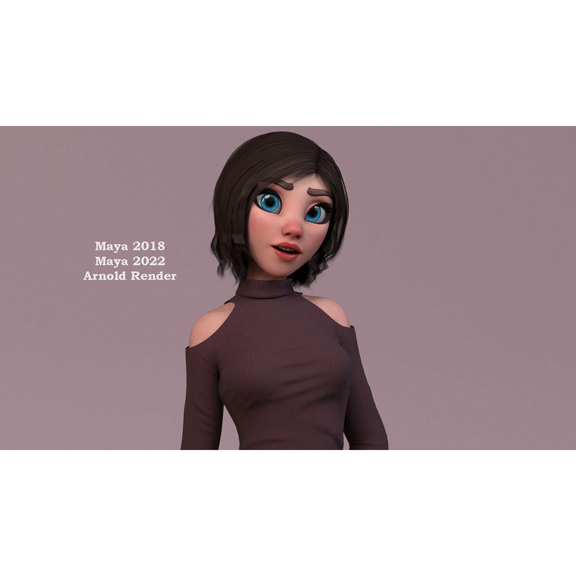 Hana Cartoon Girl - Low-Poly Game-Ready 3D Model - View 13
