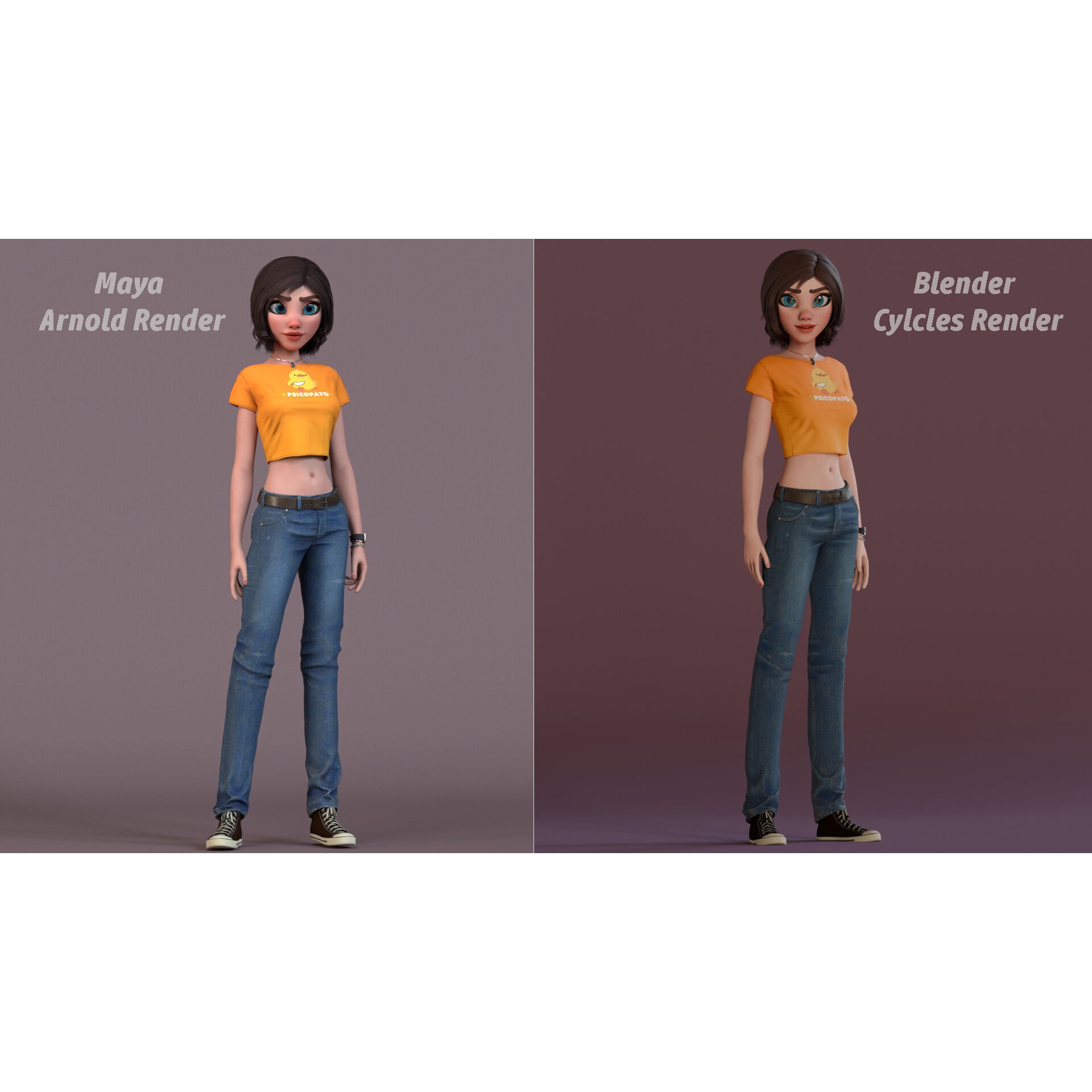 Hana Cartoon Girl - Low-Poly Game-Ready 3D Model - View 15