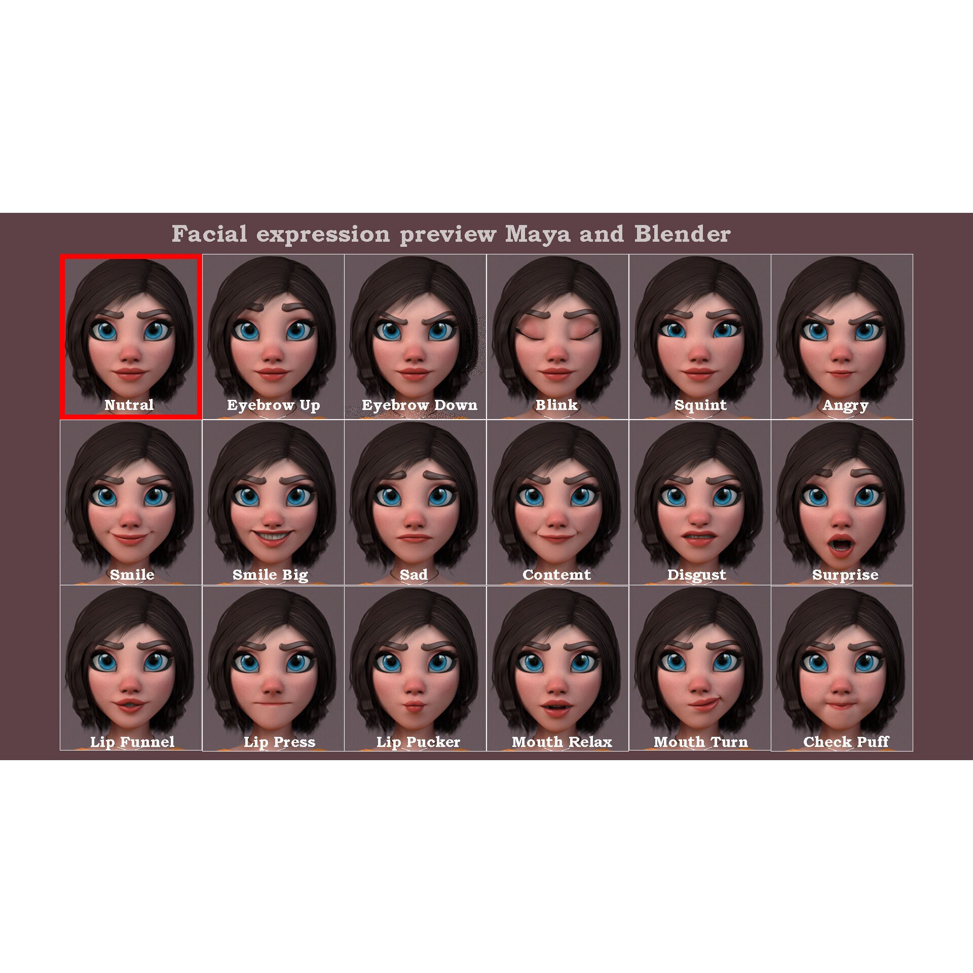 Hana Cartoon Girl - Low-Poly Game-Ready 3D Model - View 16