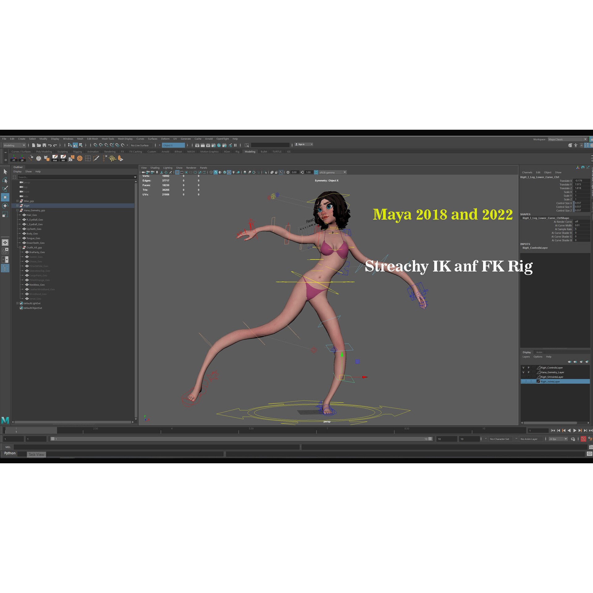 Hana Cartoon Girl - Low-Poly Game-Ready 3D Model - View 22