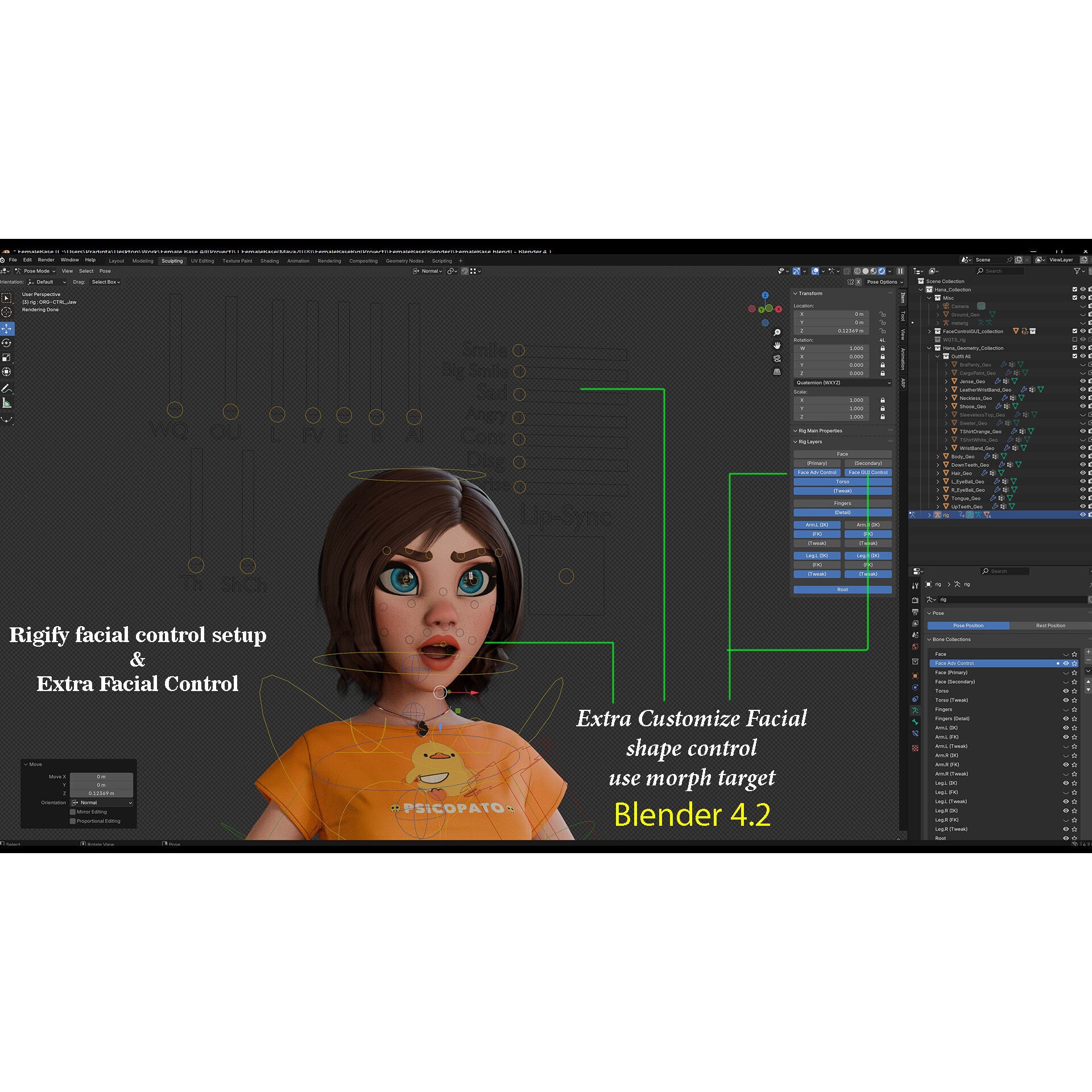 Hana Cartoon Girl - Low-Poly Game-Ready 3D Model - View 24