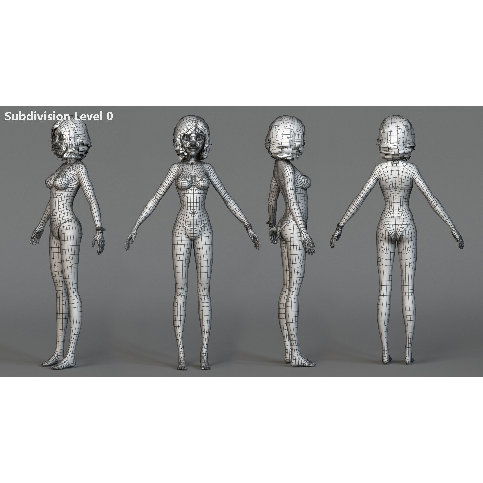 Hana Cartoon Girl - Low-Poly Game-Ready 3D Model - View 27