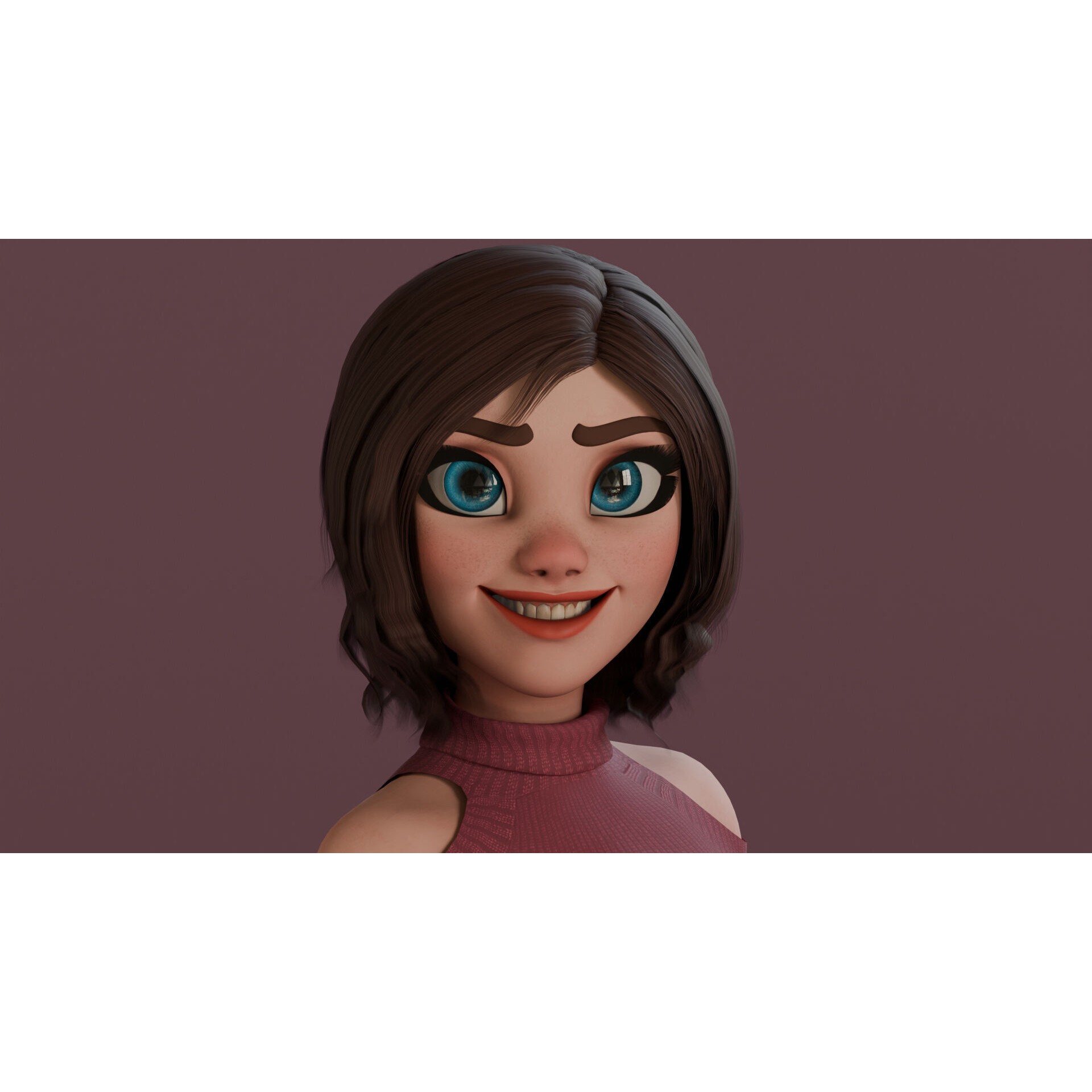 Hana Cartoon Girl - Low-Poly Game-Ready 3D Model - View 8
