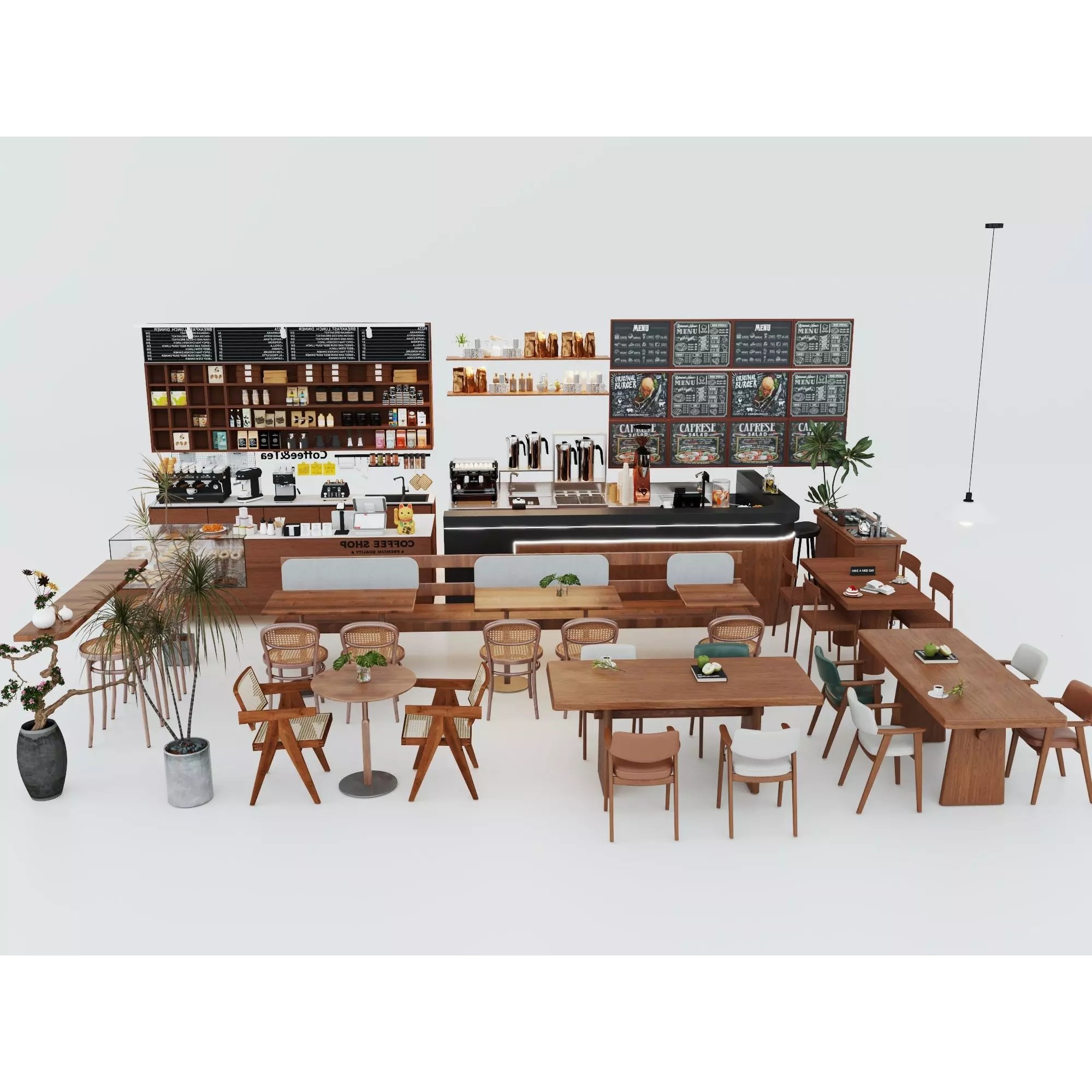 Modern Coffee Shop Interior - Low-Poly Game-Ready 3D Model - View 12