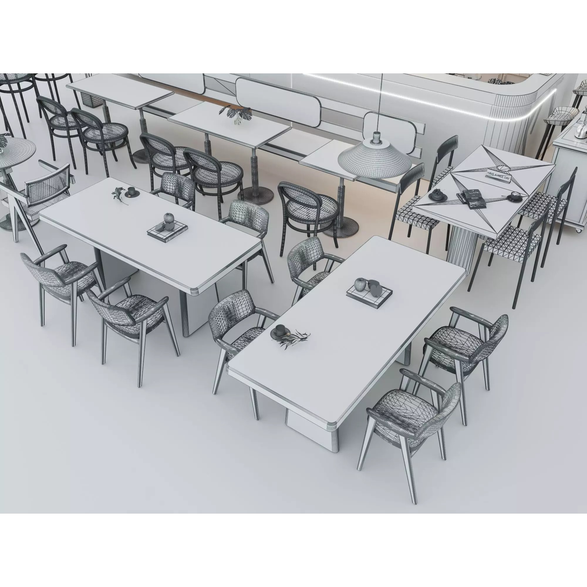 Modern Coffee Shop Interior - Low-Poly Game-Ready 3D Model - View 16