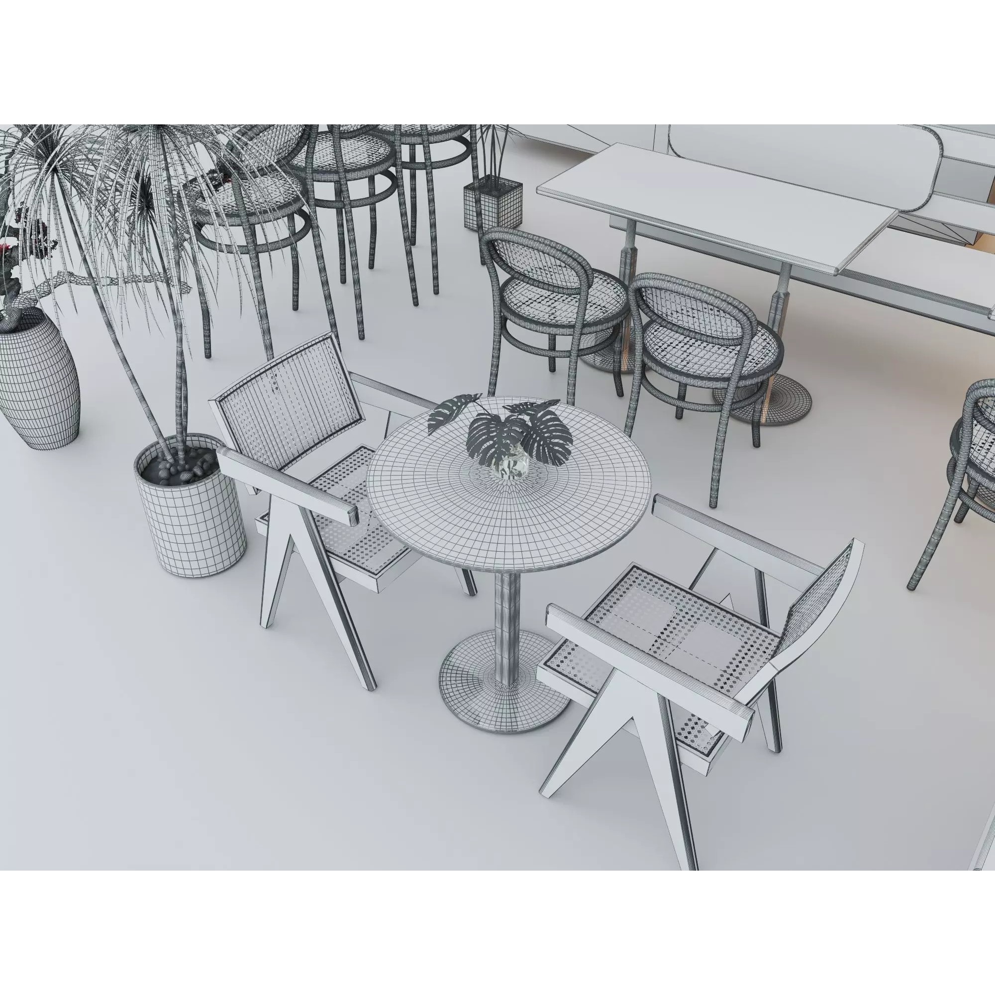 Modern Coffee Shop Interior - Low-Poly Game-Ready 3D Model - View 17