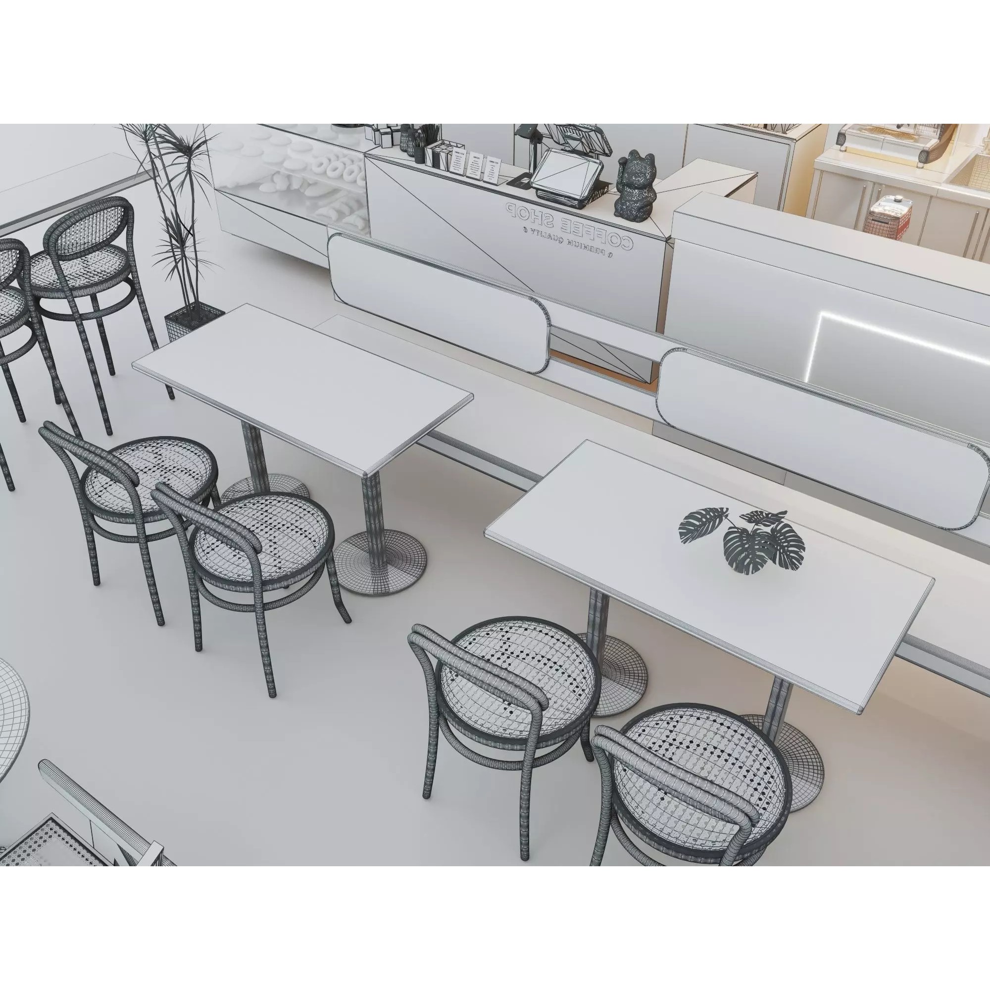 Modern Coffee Shop Interior - Low-Poly Game-Ready 3D Model - View 18