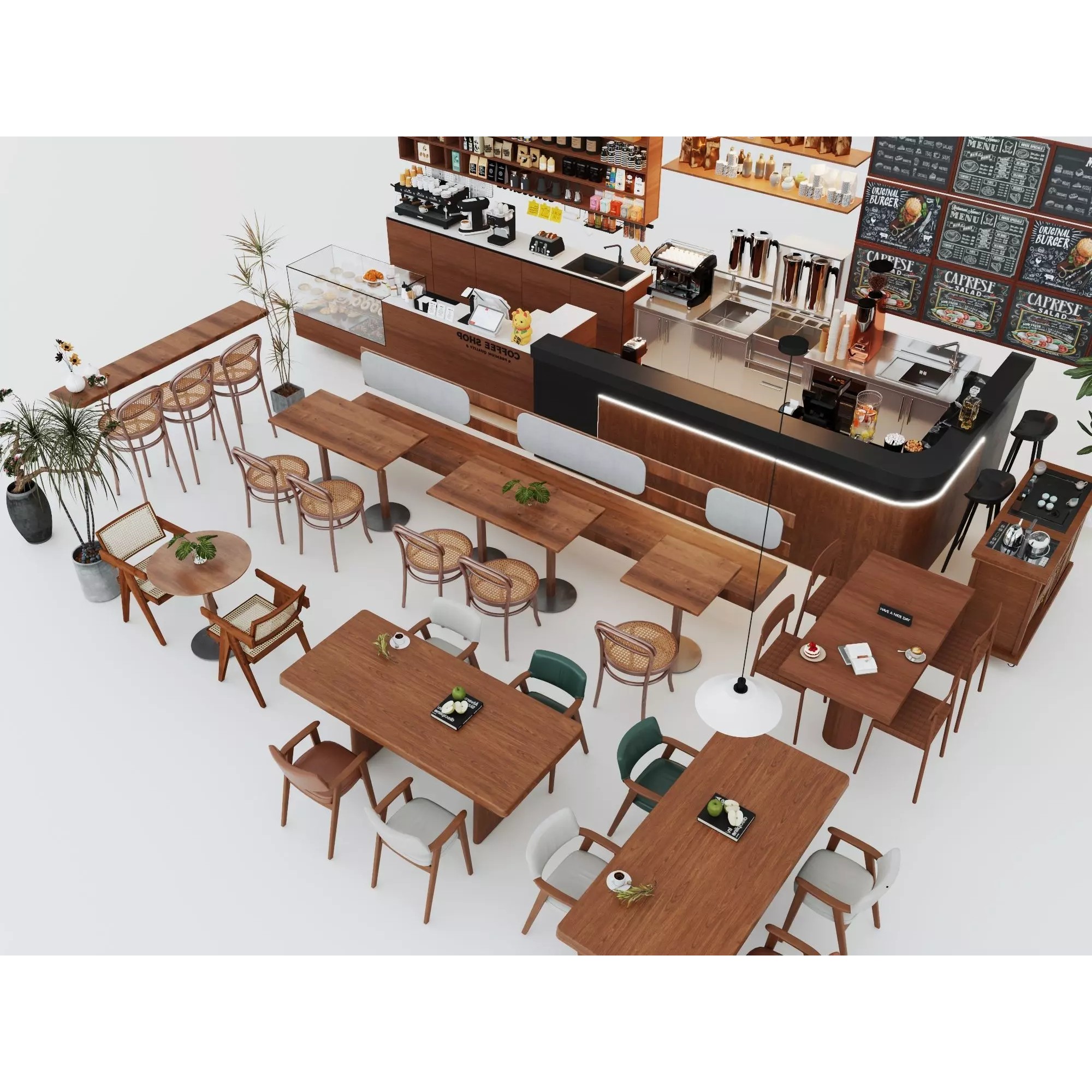 Modern Coffee Shop Interior - Low-Poly Game-Ready 3D Model - View 5