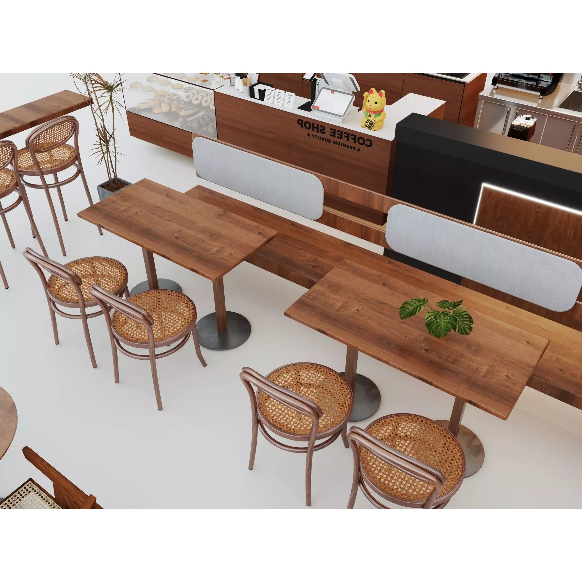 Modern Coffee Shop Interior - Low-Poly Game-Ready 3D Model - View 8