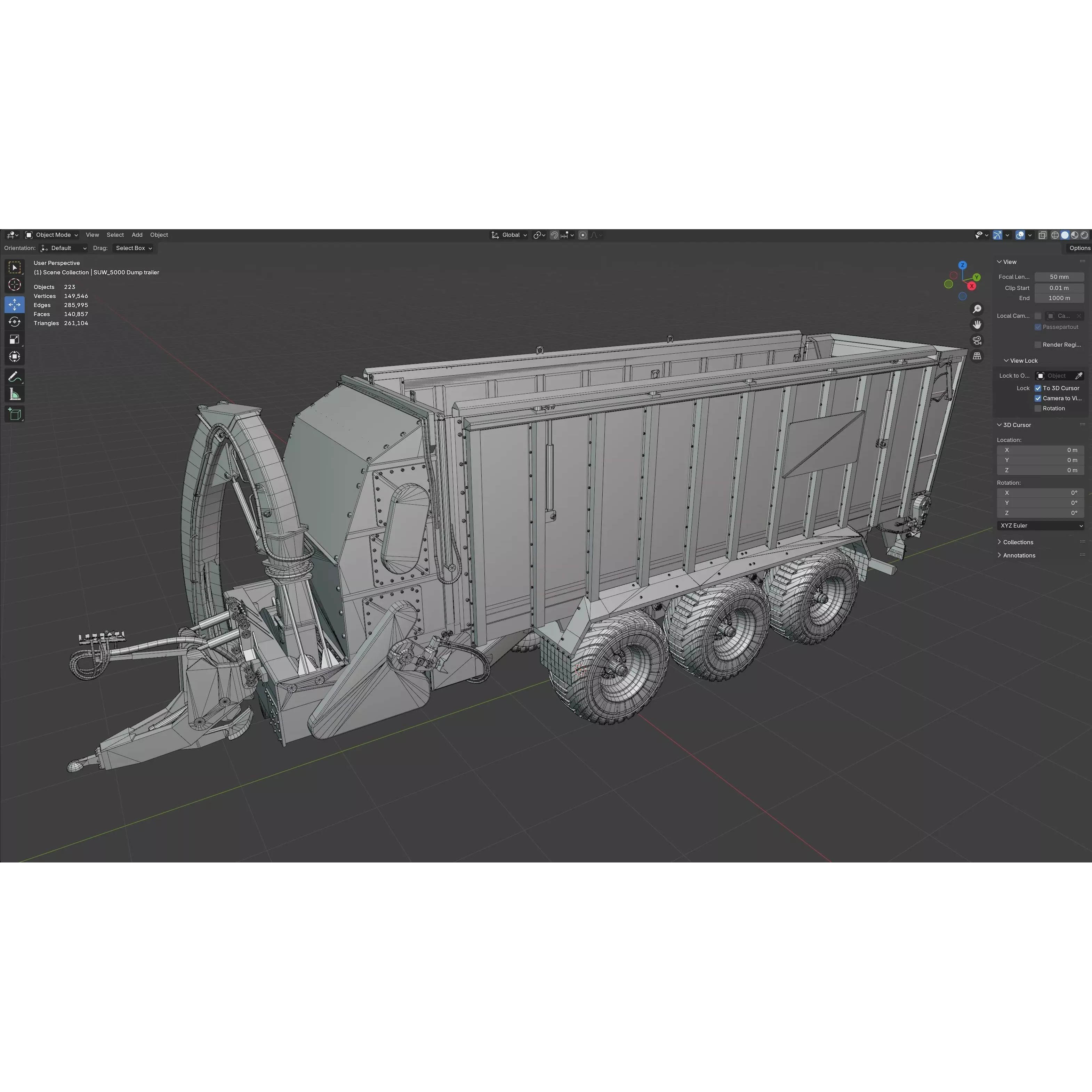 Dump Trailer 3D Model – Low Poly PBR Asset for Games, FBX, Blender - View 27