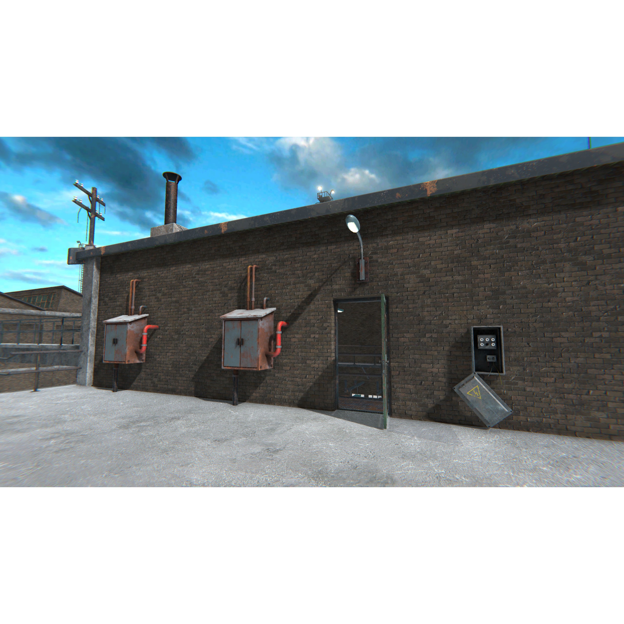 Old Factory 3D Model – Low Poly Industrial Asset with Interior - View 12