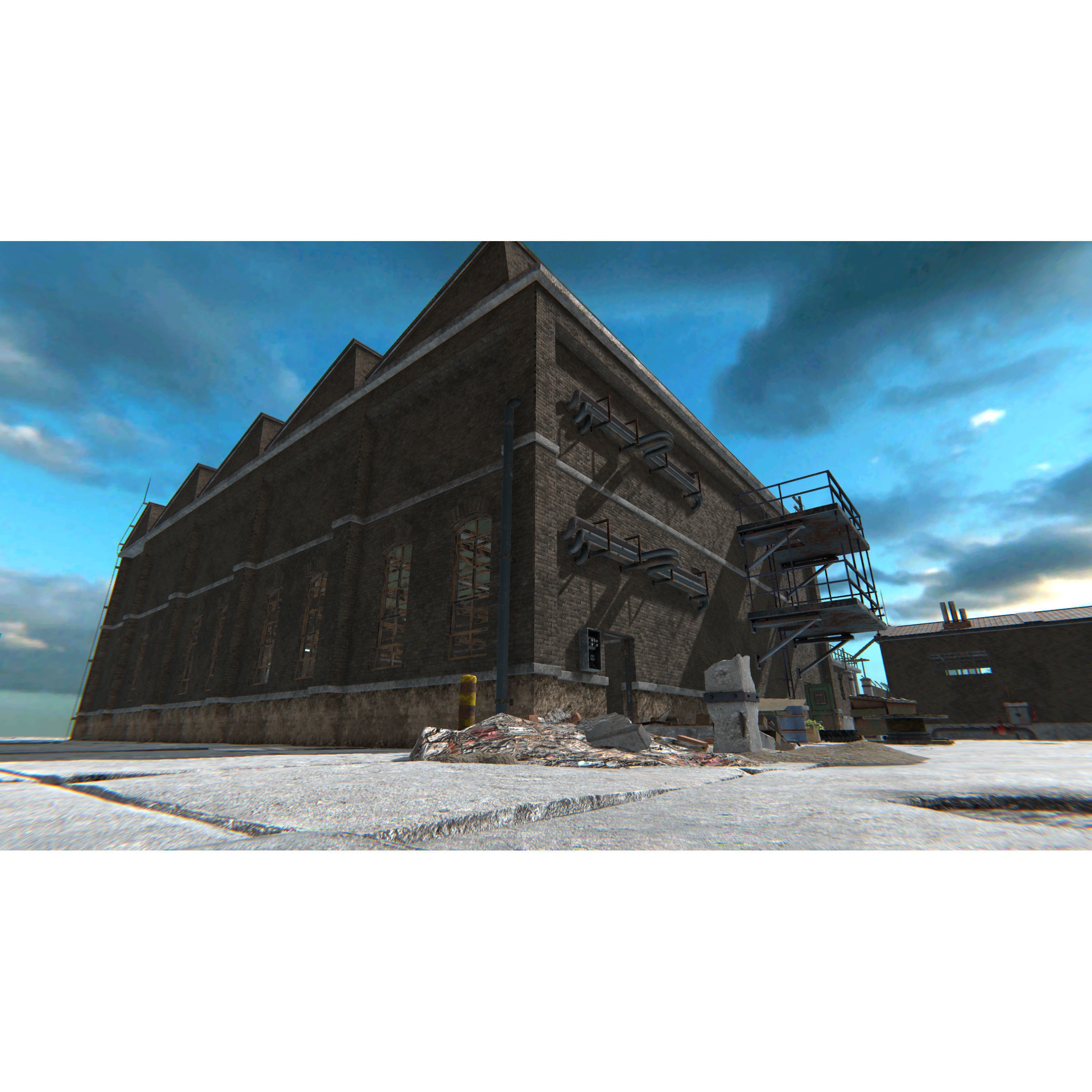 Old Factory 3D Model – Low Poly Industrial Asset with Interior - View 14
