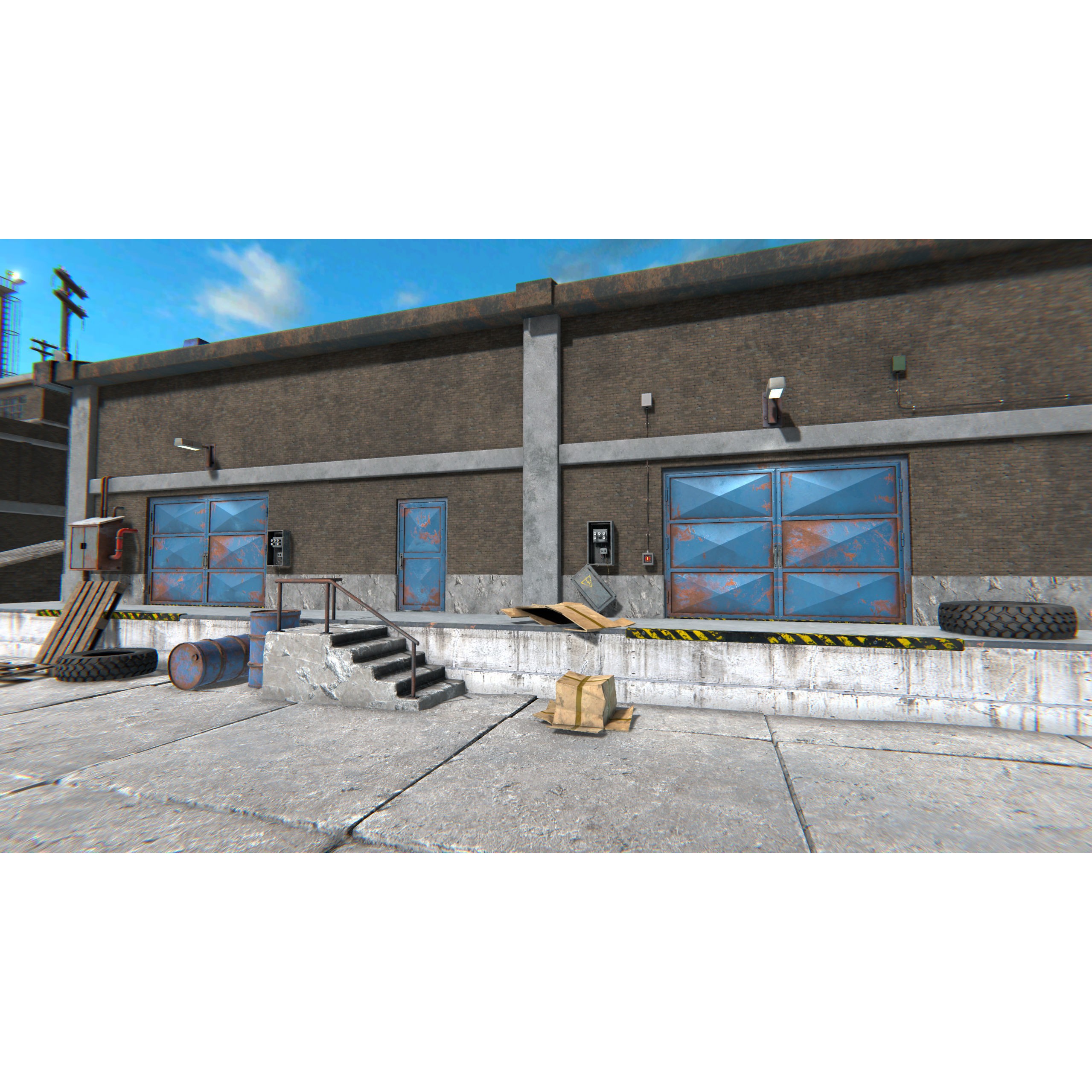 Old Factory 3D Model – Low Poly Industrial Asset with Interior - View 4