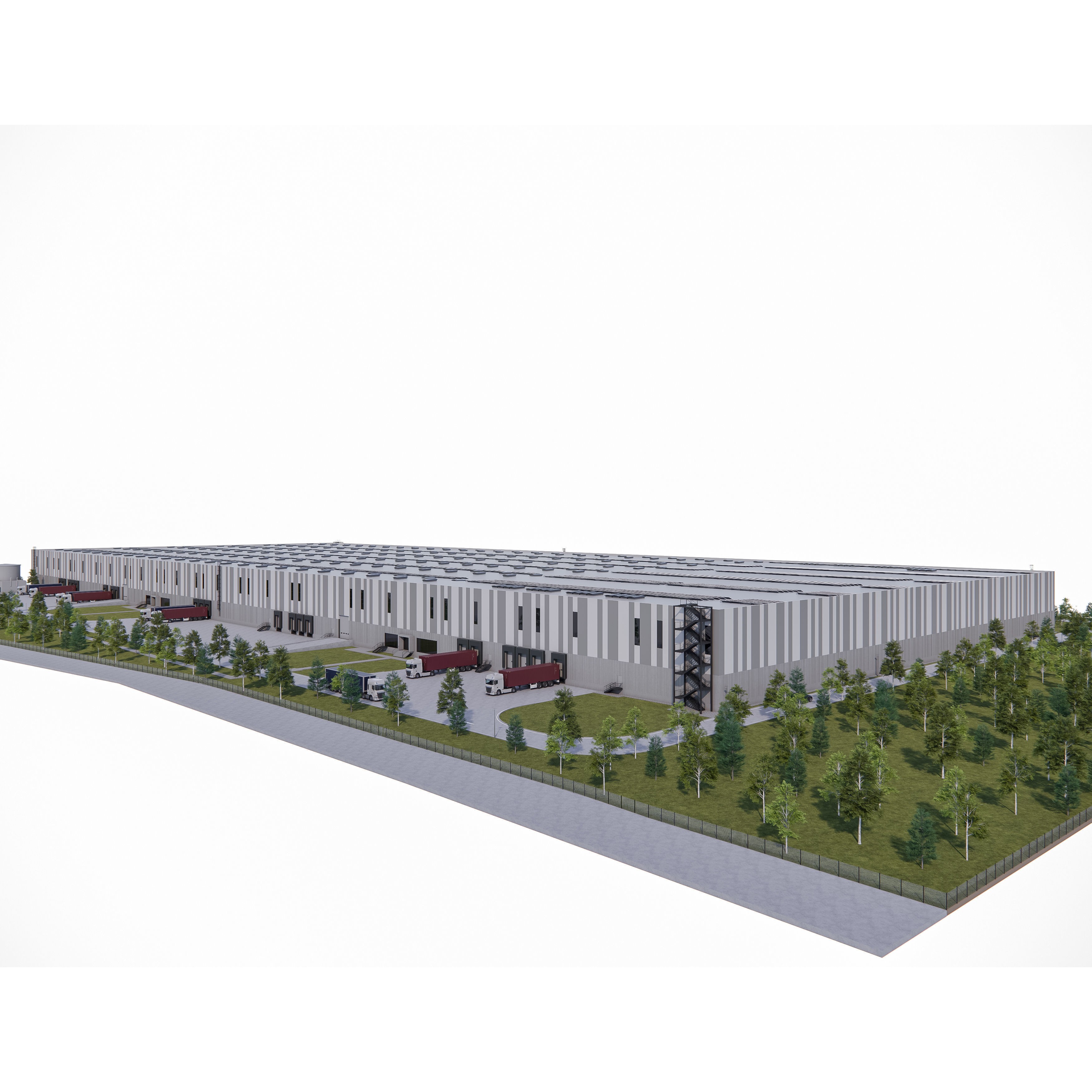 Industrial Hall 3D Model – Revit Family with PBR Textures, FBX - View 7