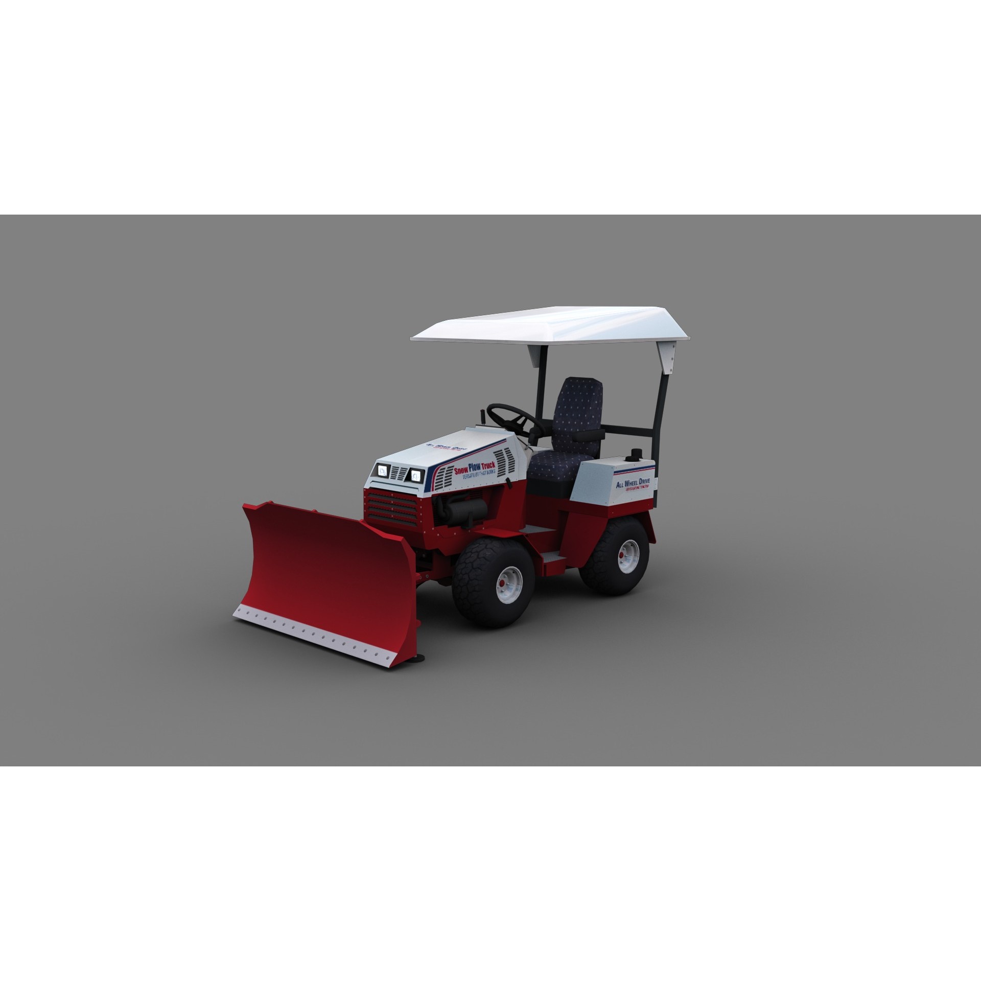 Snow Plow Truck 3D Model – Low Poly Game Asset, FBX, PBR Textures
